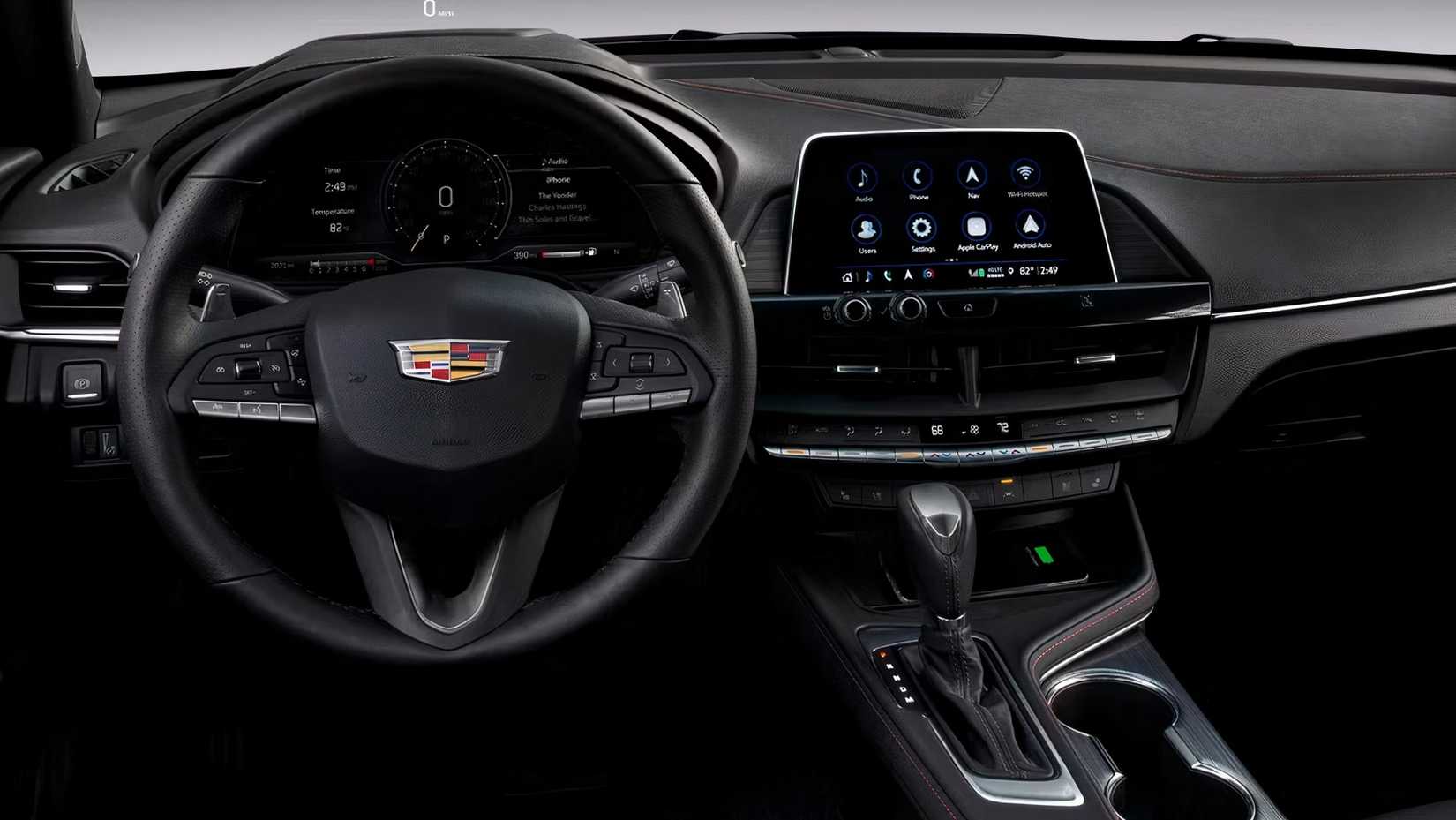 2022 Cadillac CT4, foto do interior mostrando a cabine dianteira