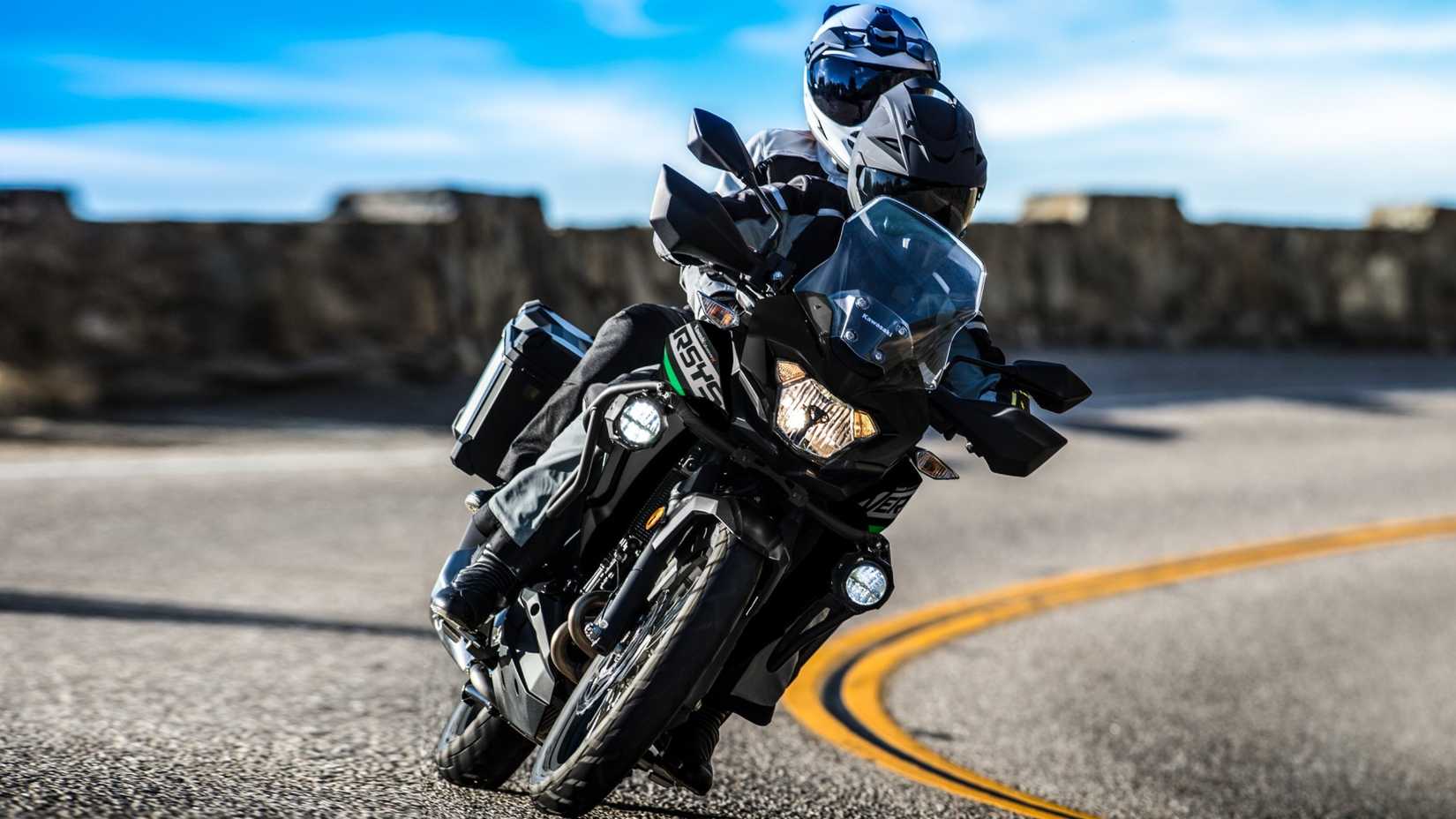 2025 Kawasaki Versys-X 300 ADV touring-ready cornering front fascia view