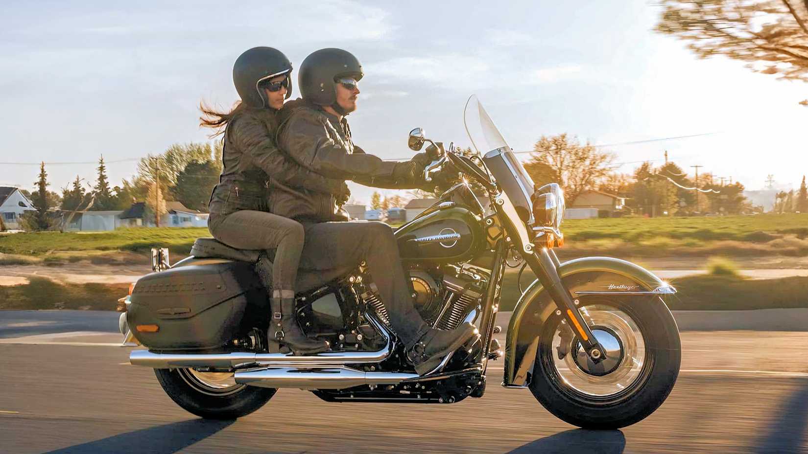 A couple on a 2018 Harley-Davidson Heritage Classic