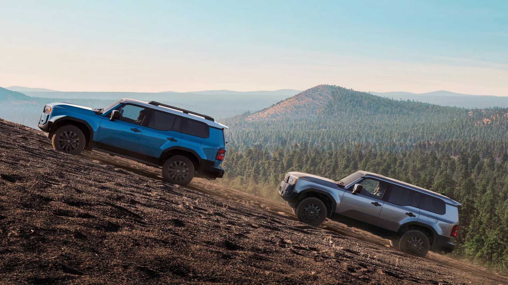 2025 Toyota Land Cruiser models driving off-road
