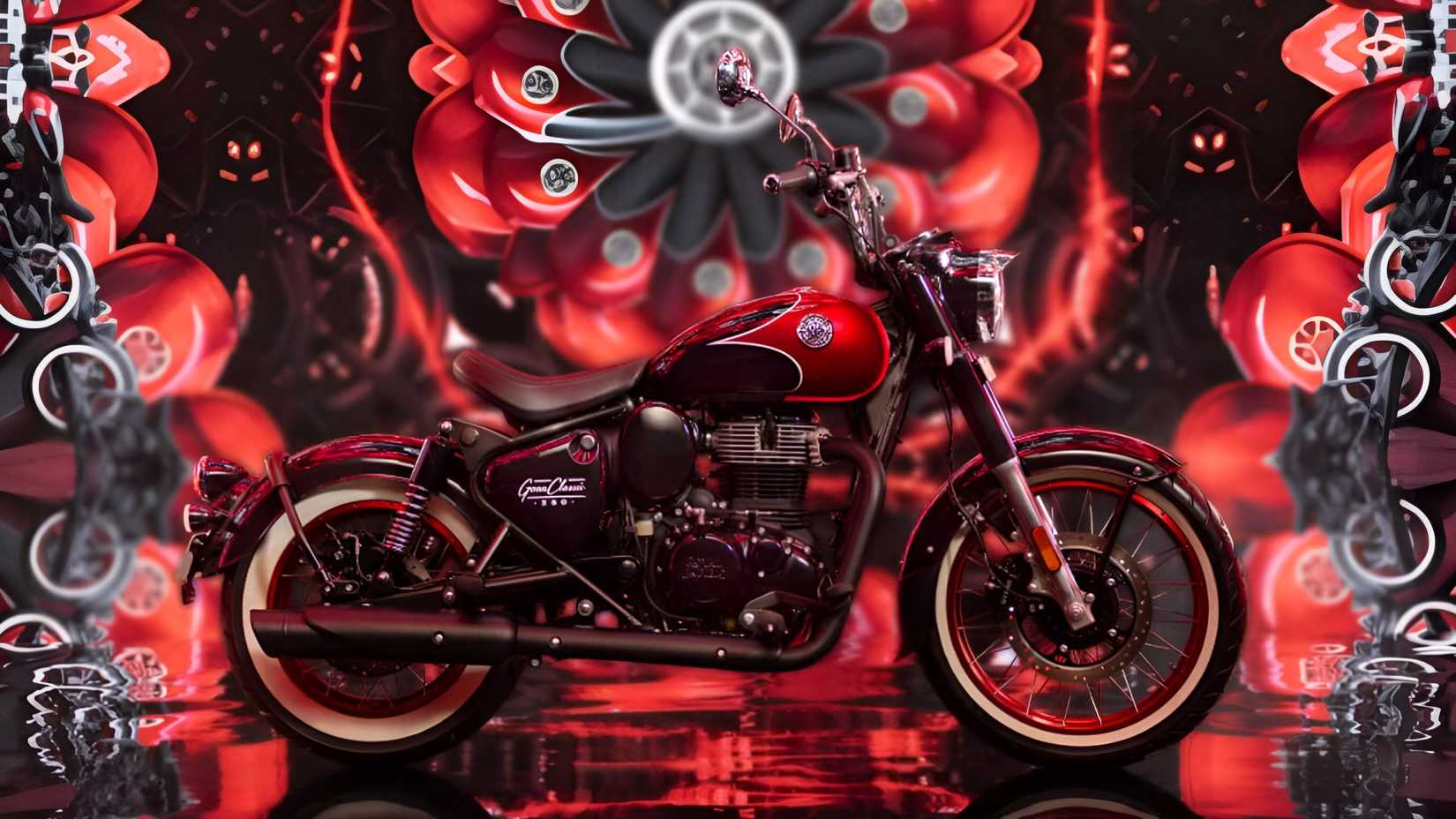 Royal Enfield Goan Classic 350 em vermelho e preto