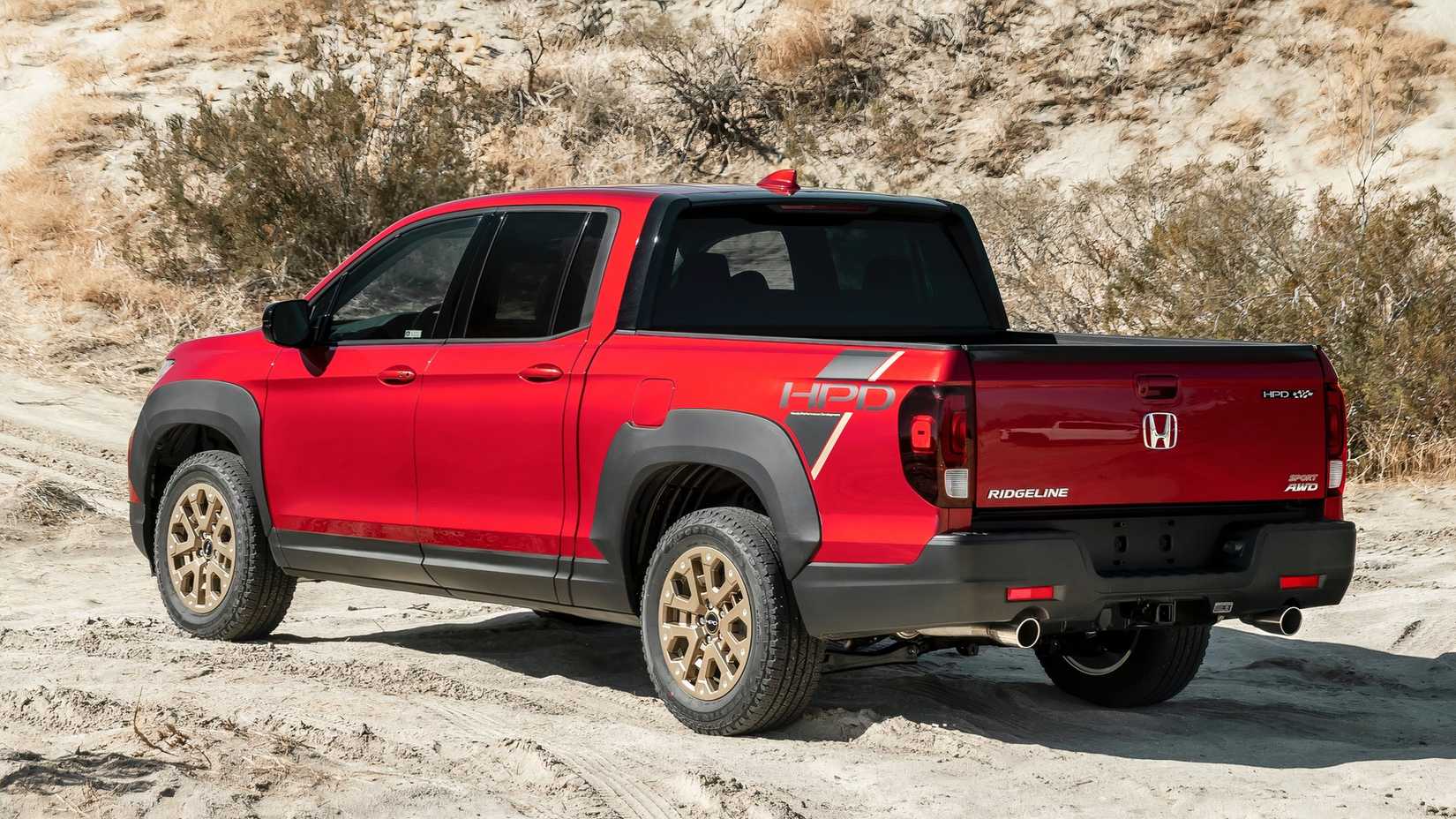 Vista traseira 3/4 do Honda Ridgeline 2024