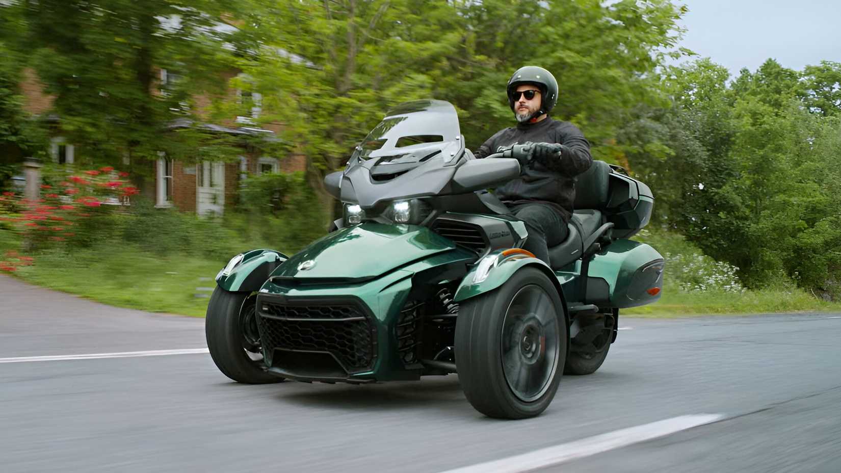2025 Can-Am Spyder F3 Limited on the road front third quarter view