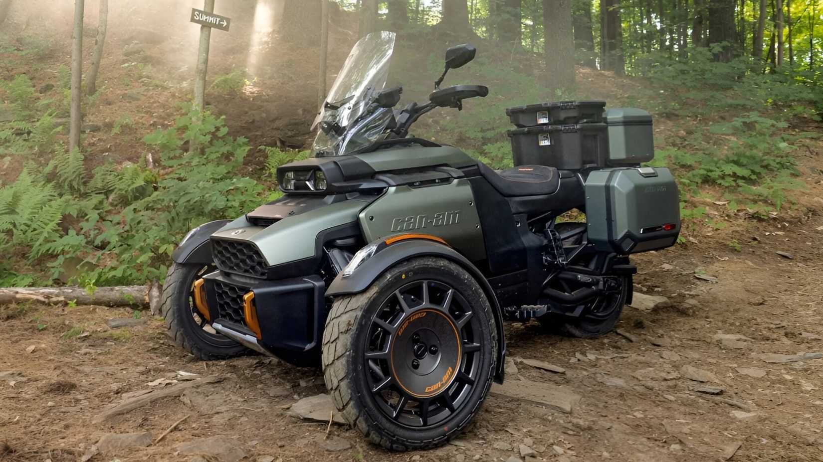 2025 Can-AM Canyon trail-ready trike front third quarter view