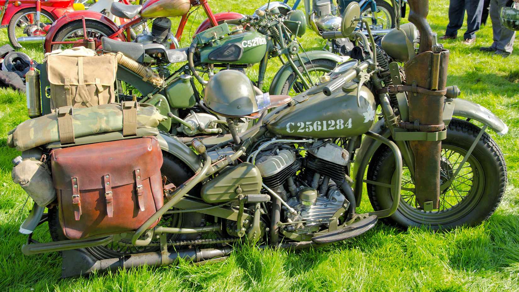 1942 Harley-Davidson WLA Liberator parked for display