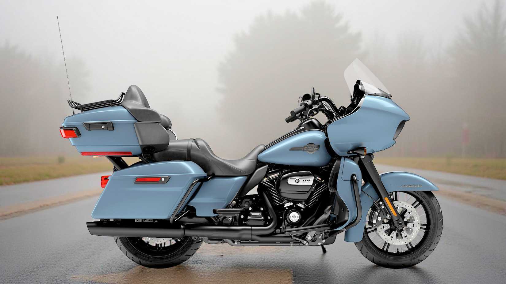 2024 Harley-Davidson Road Glide Limited in Sharkskin Blue static profile shot