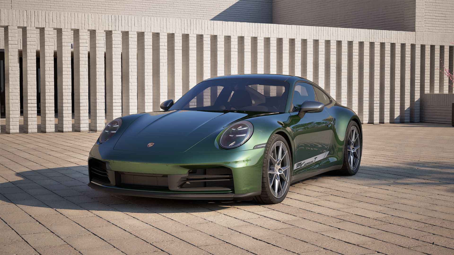 2025 Porsche 911 Carrera T in green parked