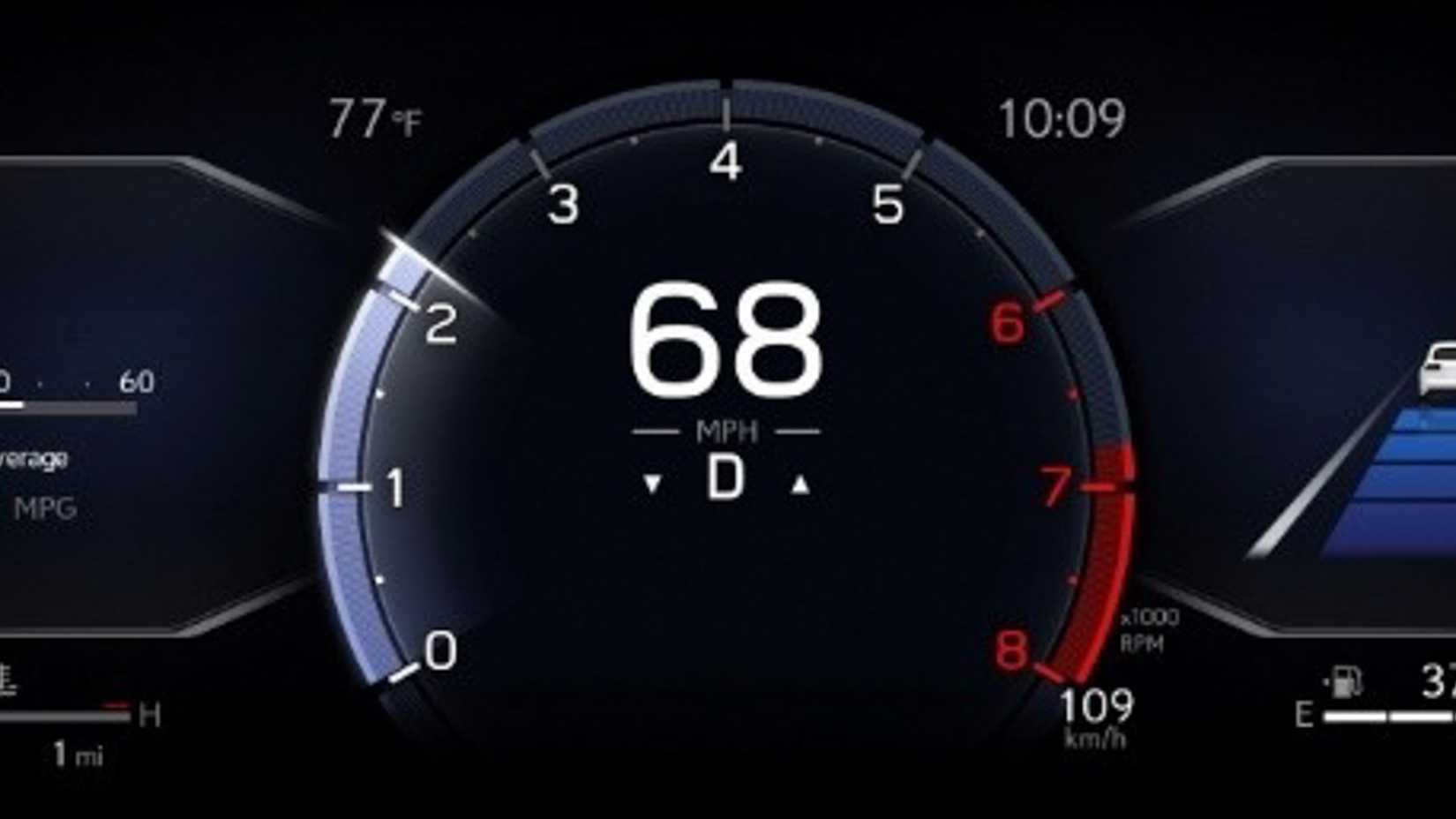 Interior shot of a 2026 Lexus IS's gauge cluster