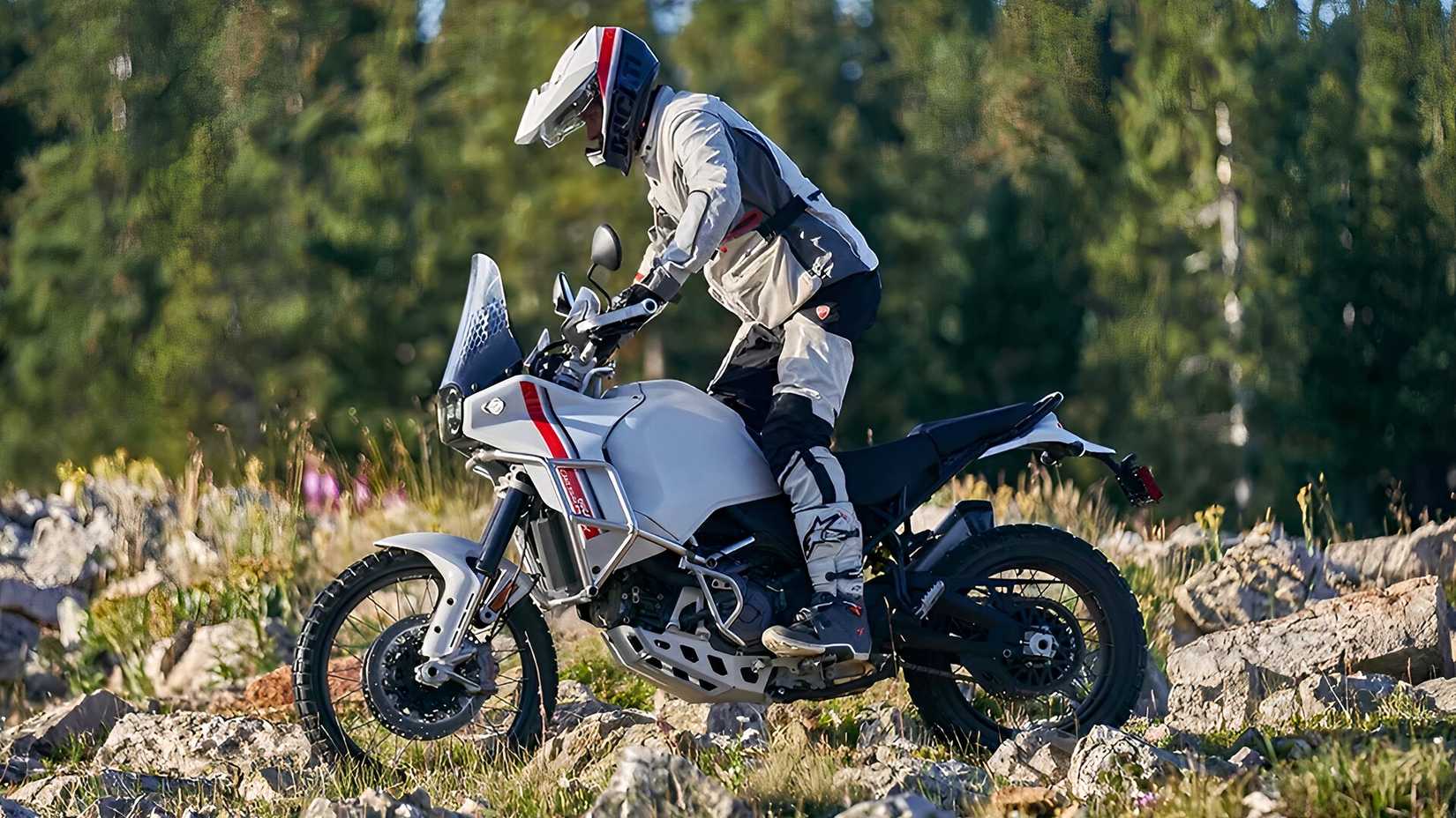 2025 Ducati DesertX off-roading side profile view