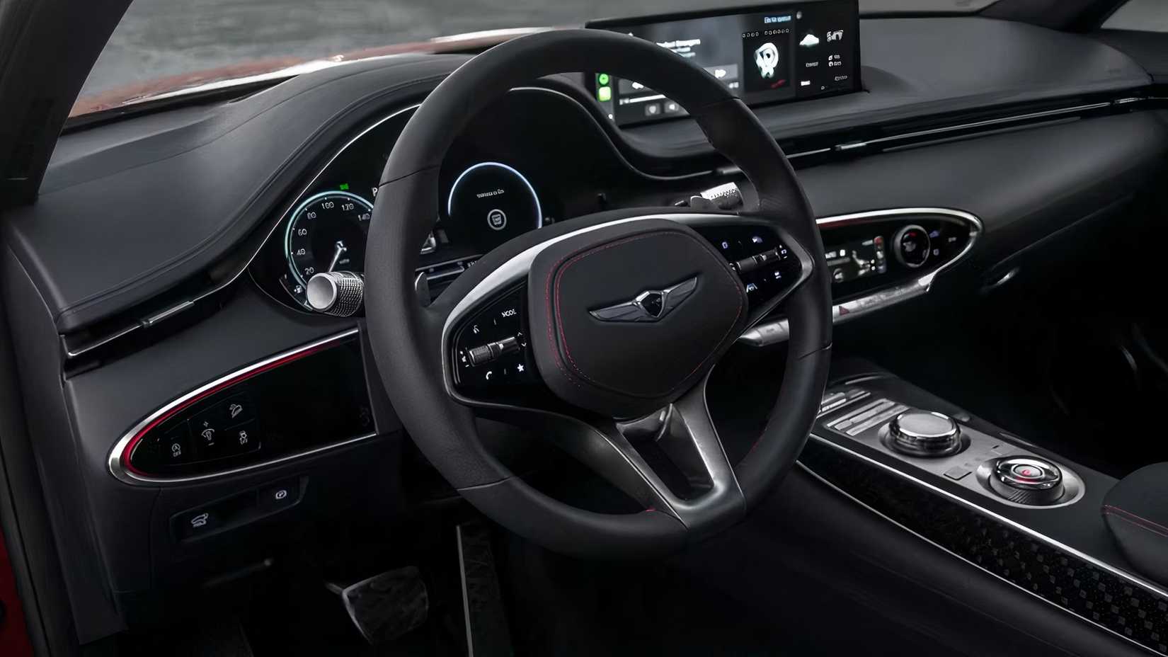 2025 Genesis GV70 interior showing front controls