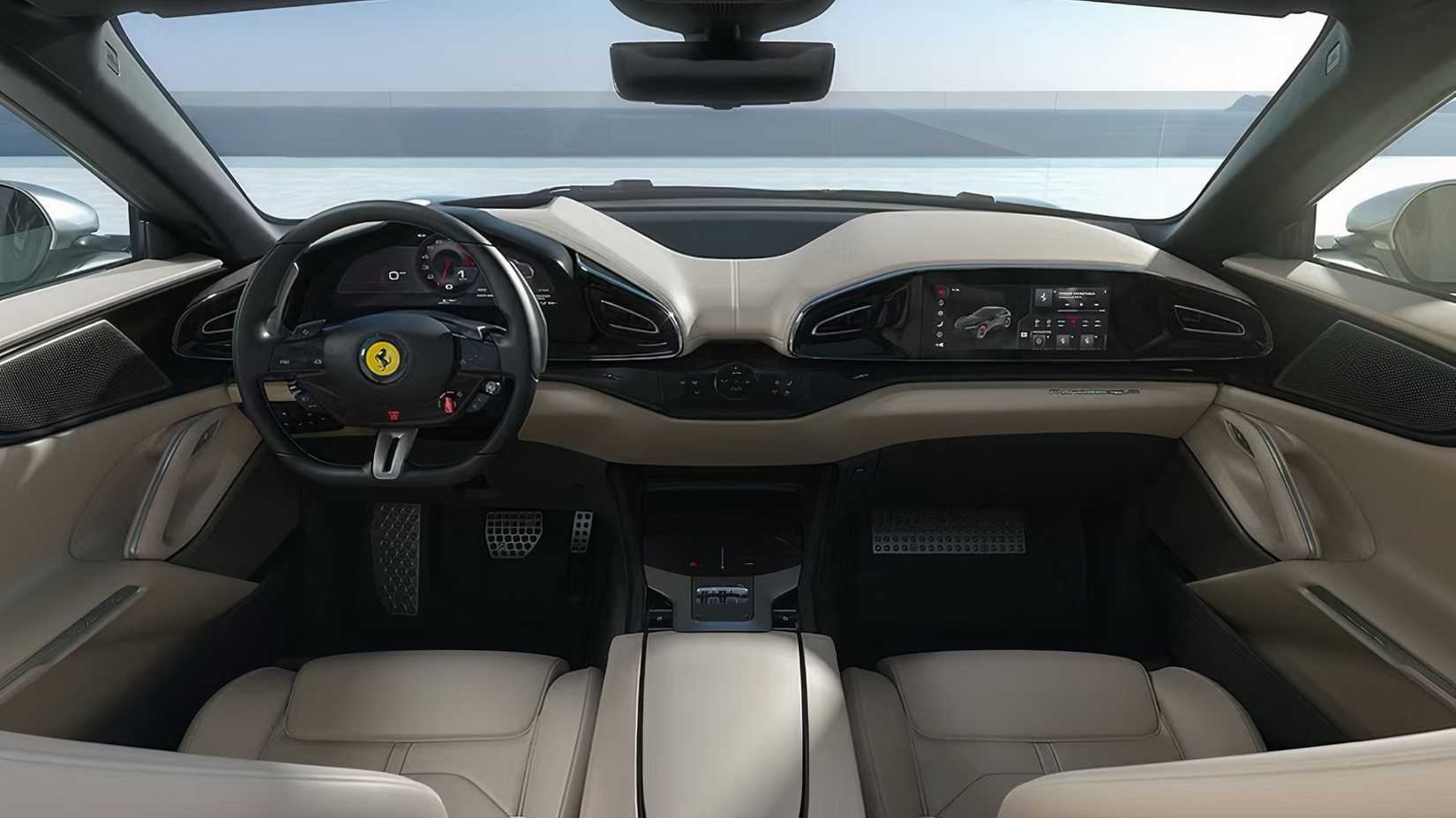 2025 Ferrari Purosangue interior showing front cabin