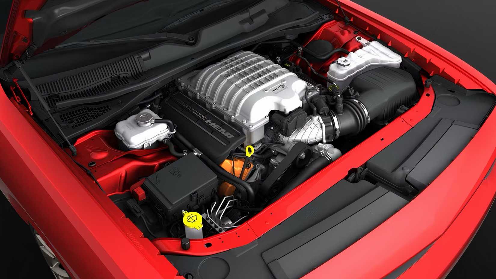 Compartimento do motor Dodge Challenger SRT Hellcat 2015
