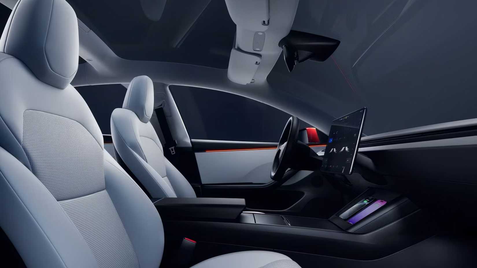 2025 Tesla Model 3 interior showing front cabin