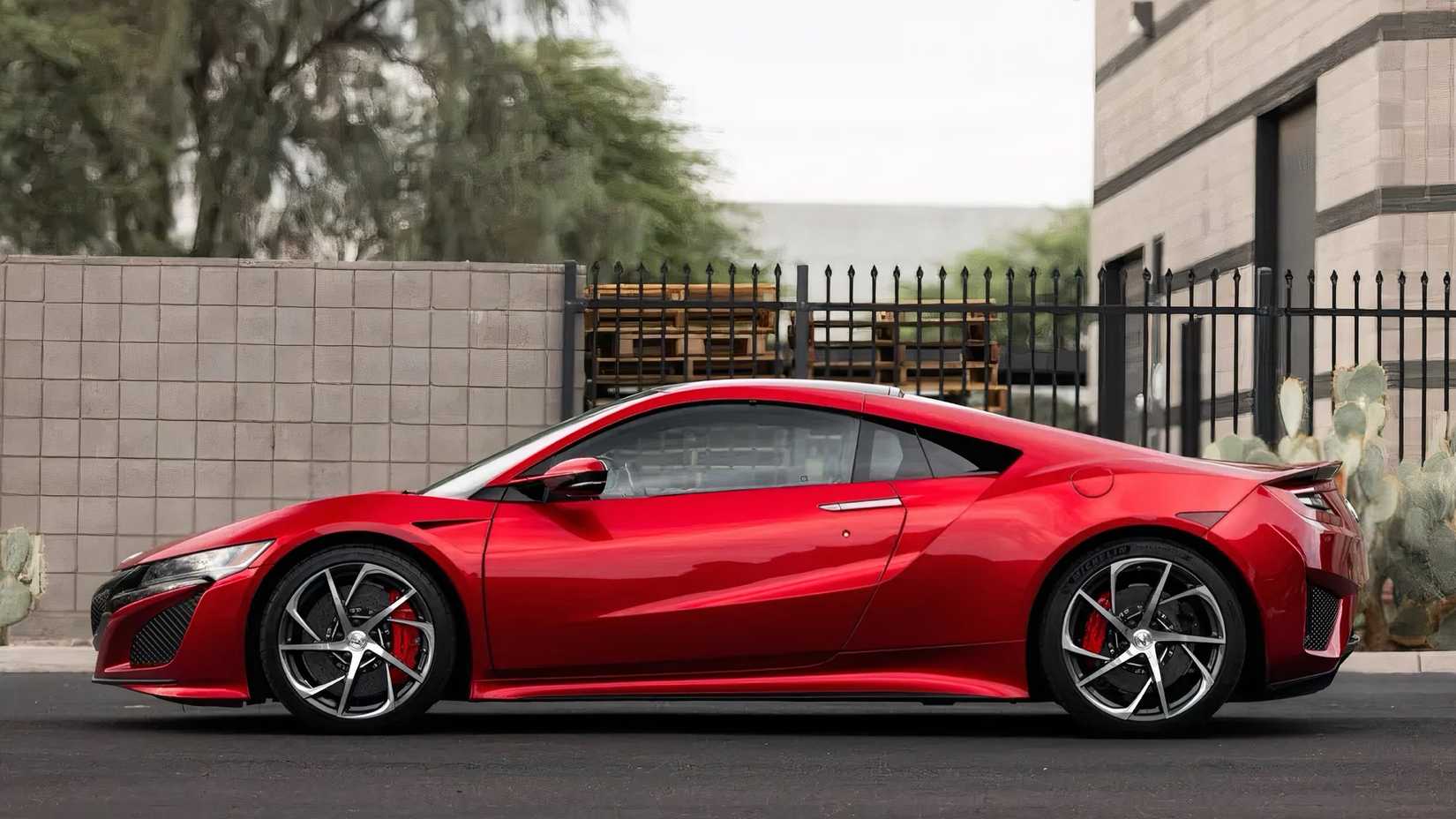 2017 Acura NSX em vermelho estacionado do lado de fora