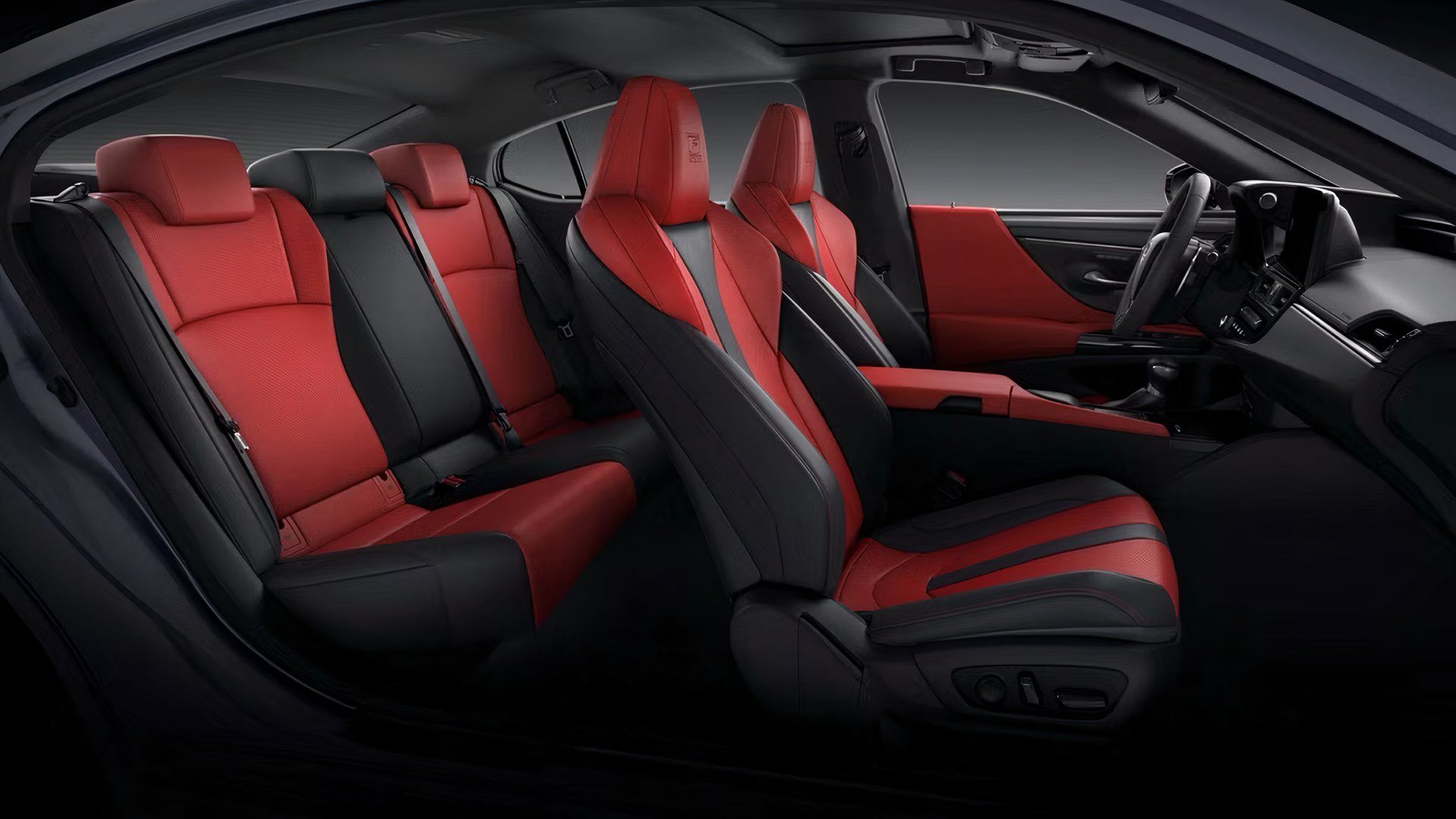Interior of the 2025 Lexus ES showing the front and rear seats