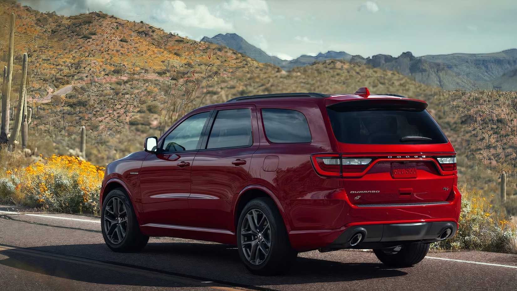 Rear 3/4 shot of 2025 Dodge Durango parked on road