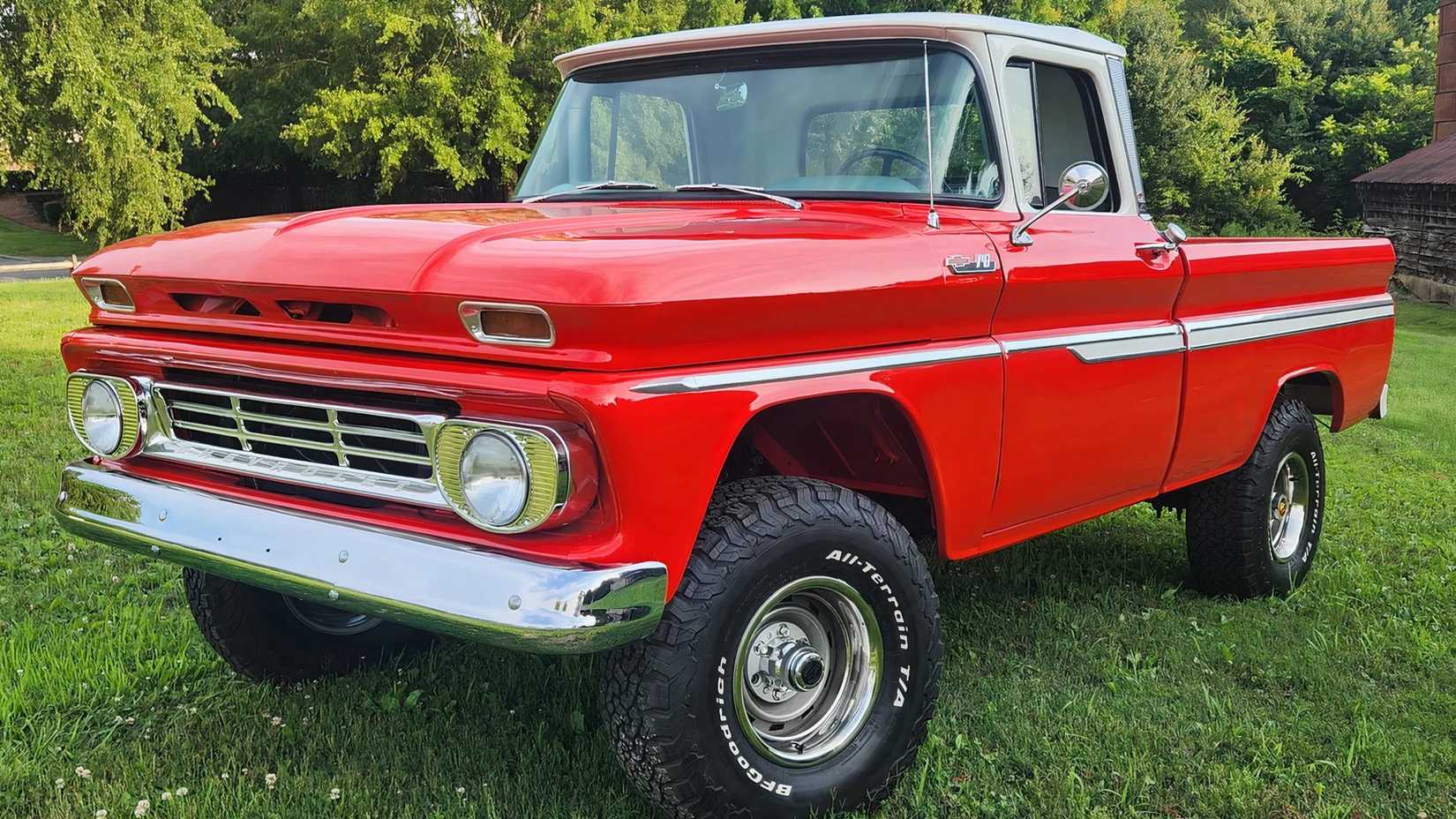 1962 Chevrolet K10 in red parked on grass
