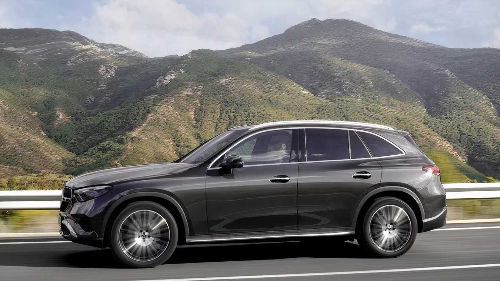 2026 Mercedes-Benz GLC-Class SUV in black being driven on road