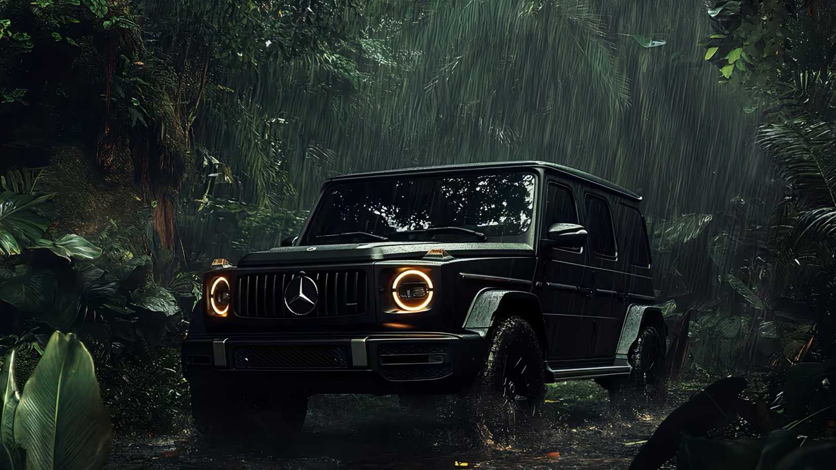 Mercedes-Benz G-Class in black parked in jungle