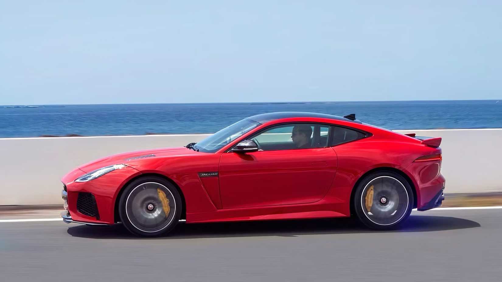 2017 Jaguar F-Type SVR in red being driven on road