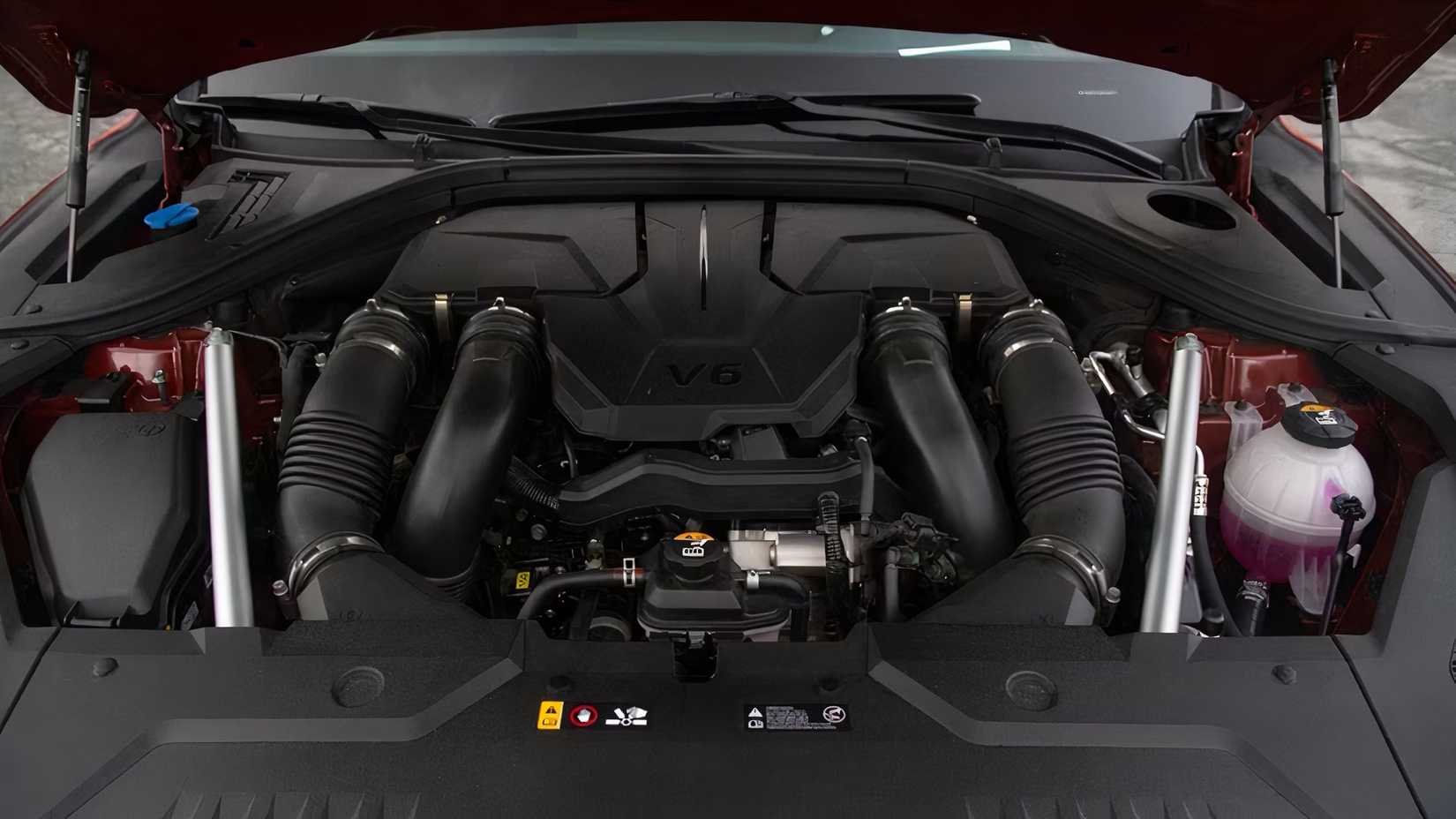 2025 Genesis GV70 engine bay showing V6