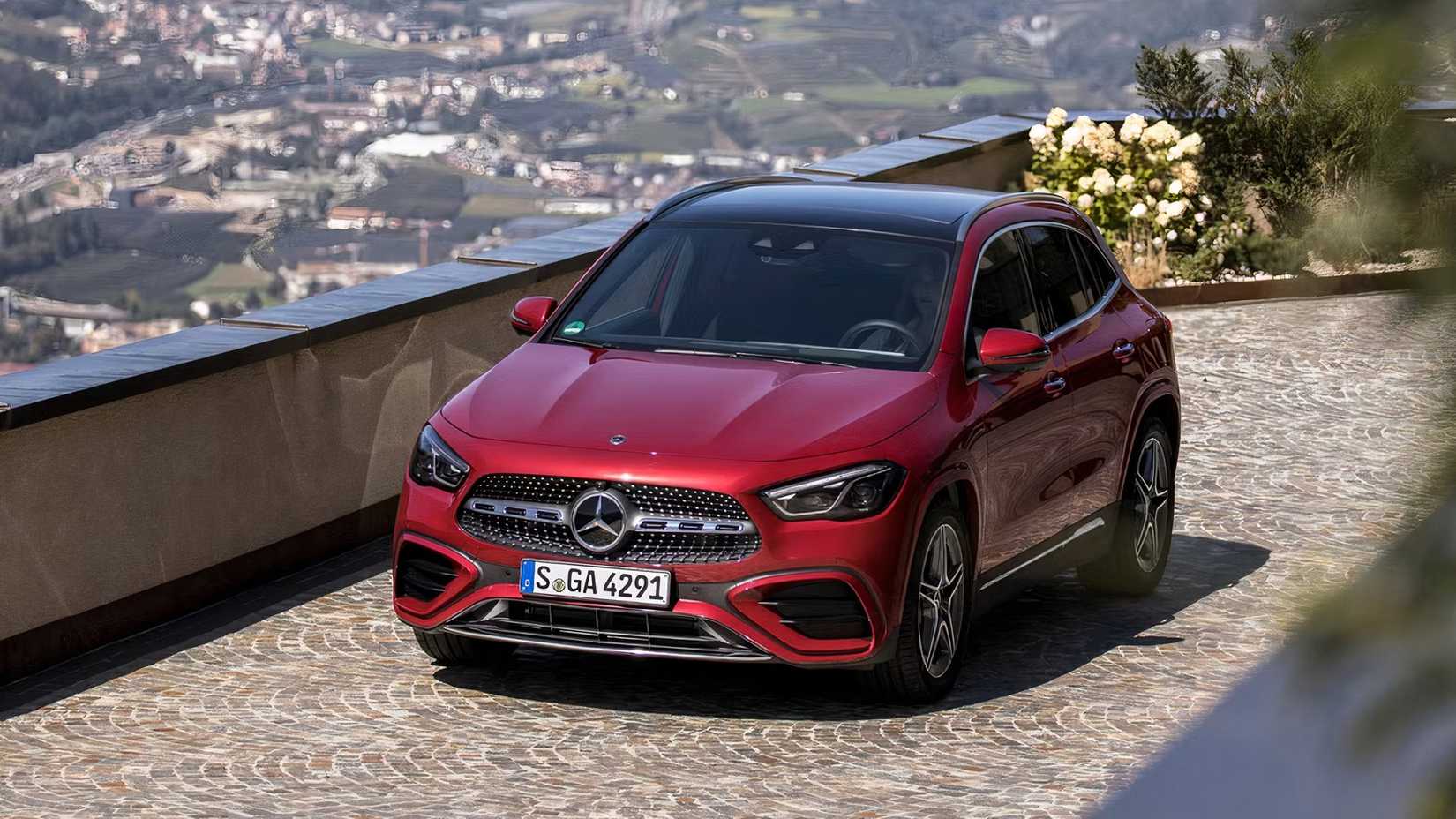 2026 Mercedes-Benz GLA-Class in red being driven