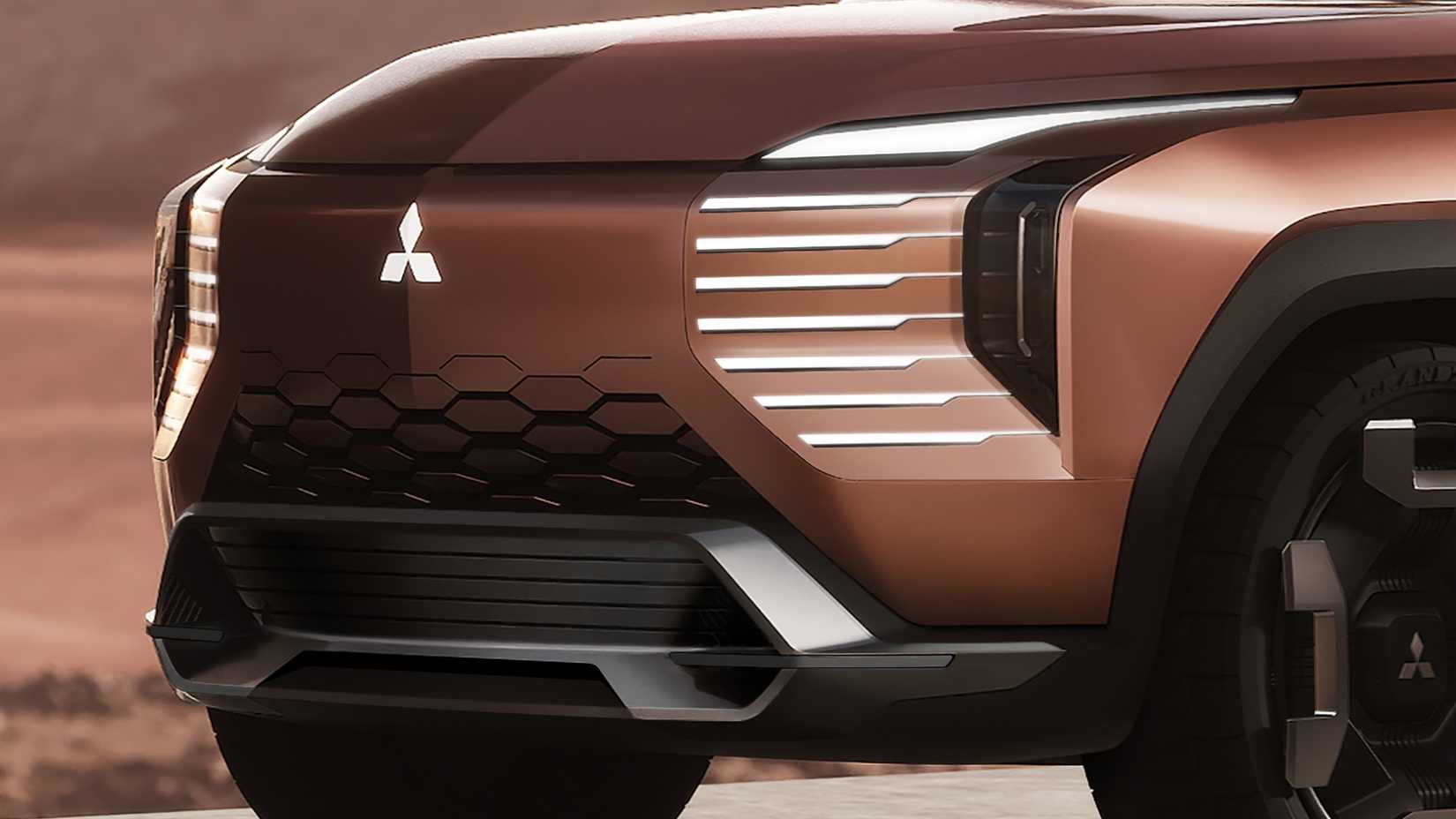 A close-up image of the grille of the Mitsubishi Elevance Concept