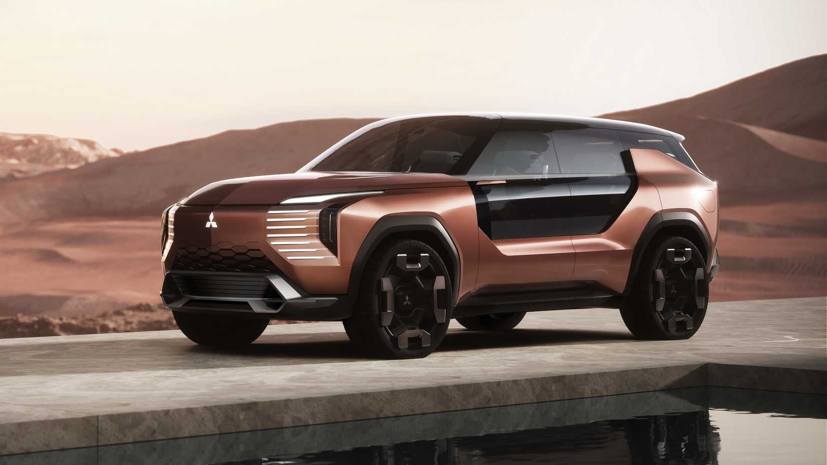 Static image of the Mitsubishi Elevance Concept SUV in a desert background