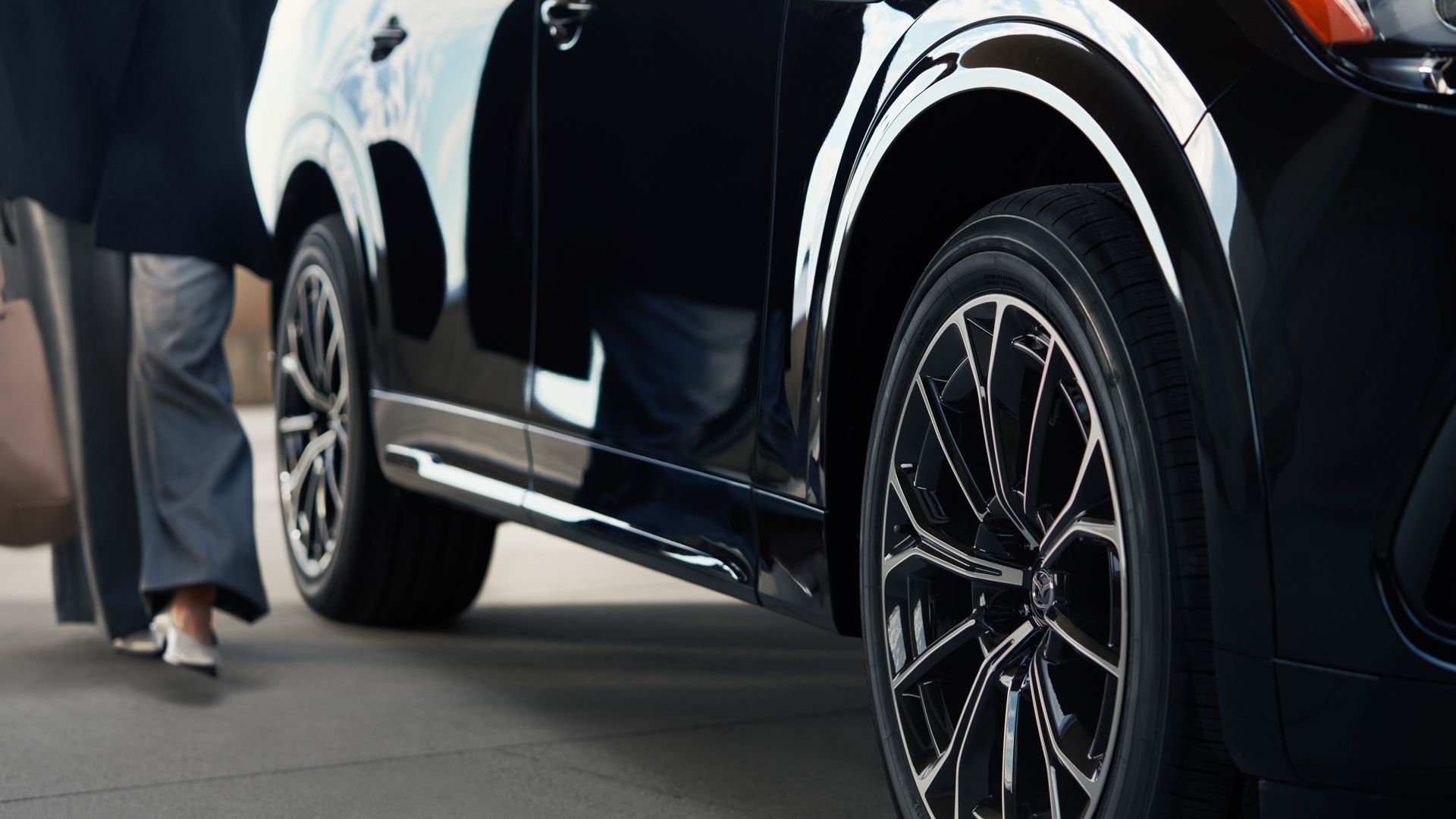 Close-up shot of a 2026 Mazda CX-70's Wheels