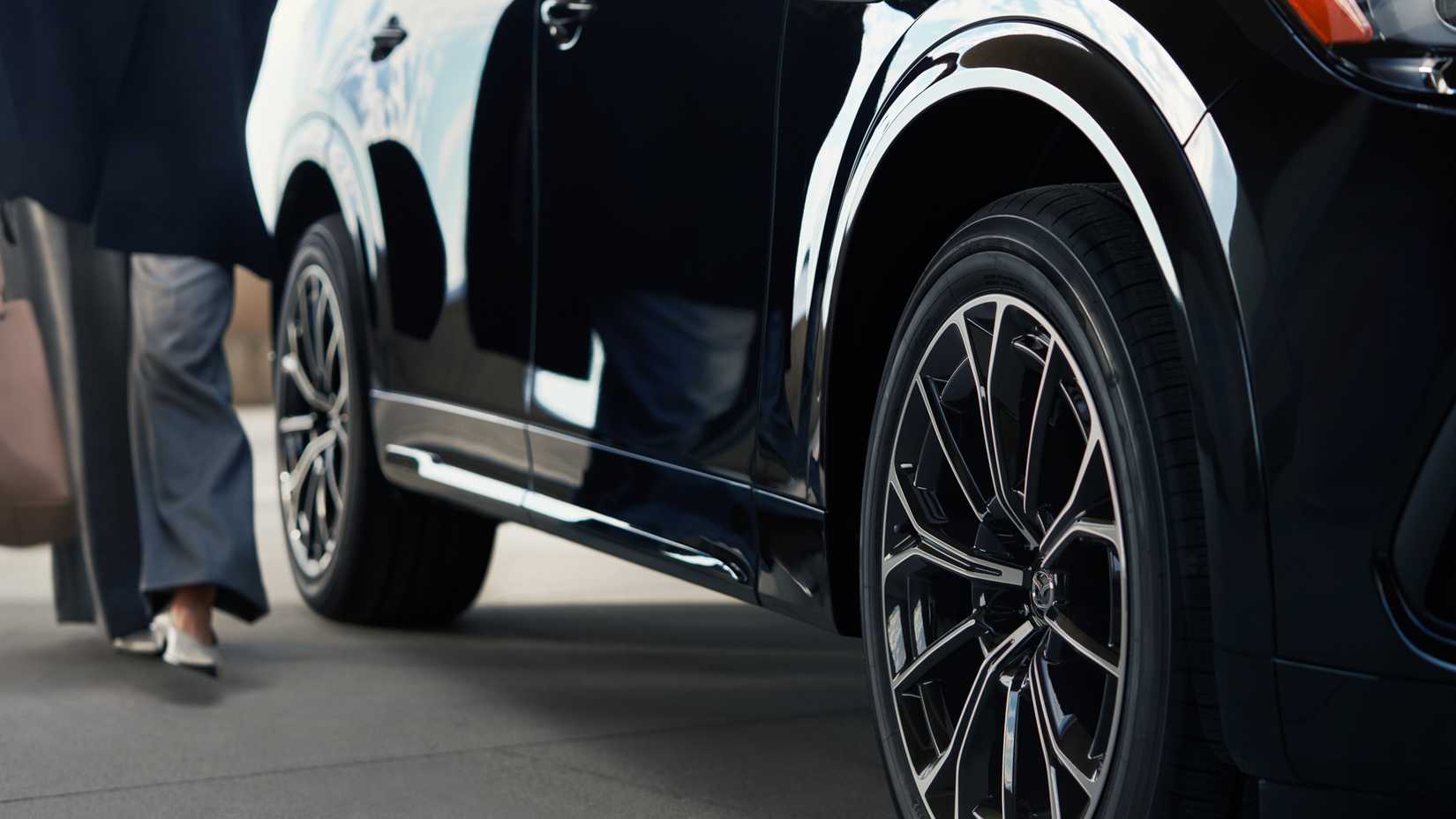Close-up shot of a 2026 Mazda CX-70's Wheels