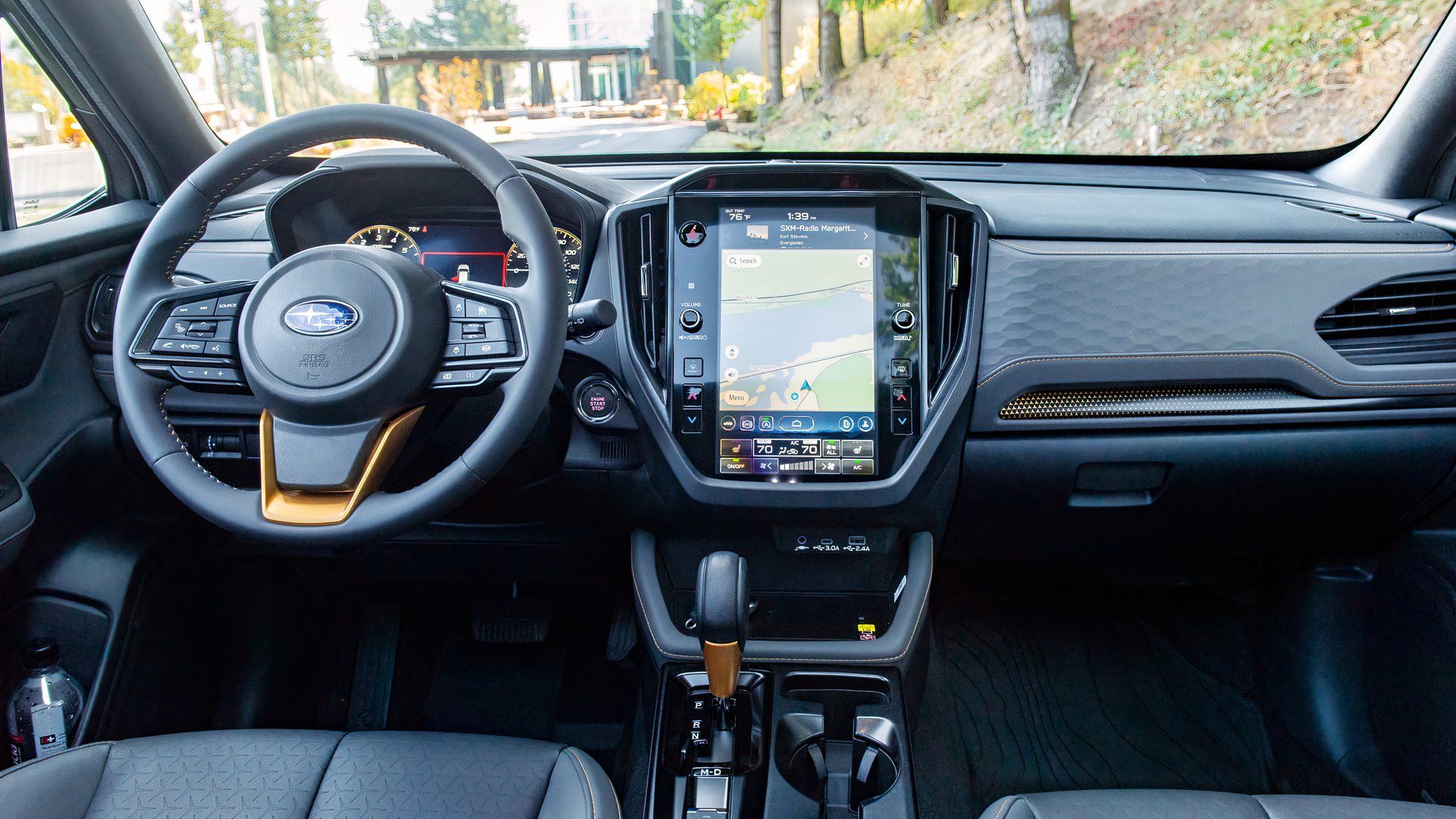 Foto do interior do Subaru Forester Wilderness 2026 mostrando o painel