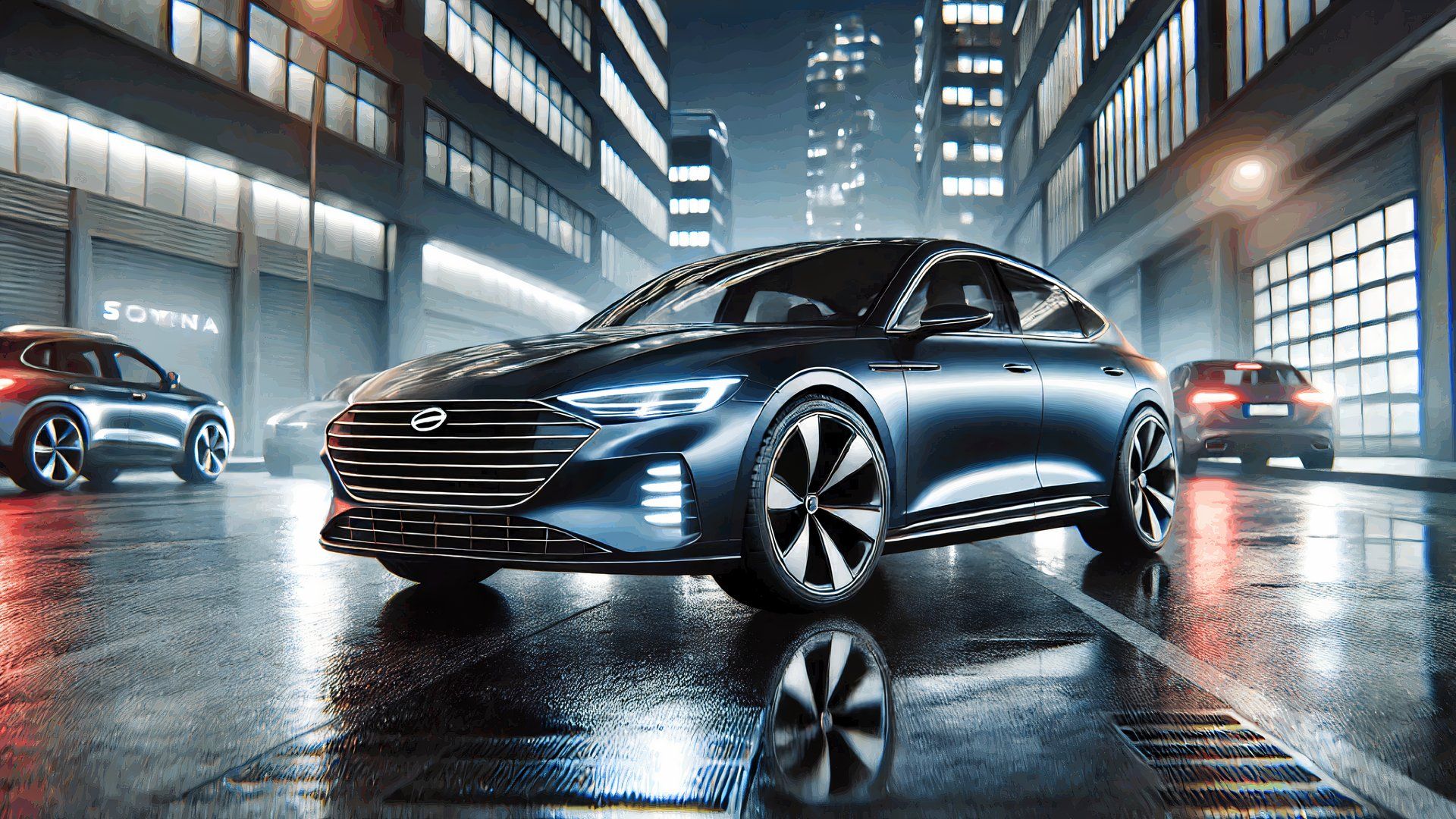 Shot of ChatGPT created performance sedan