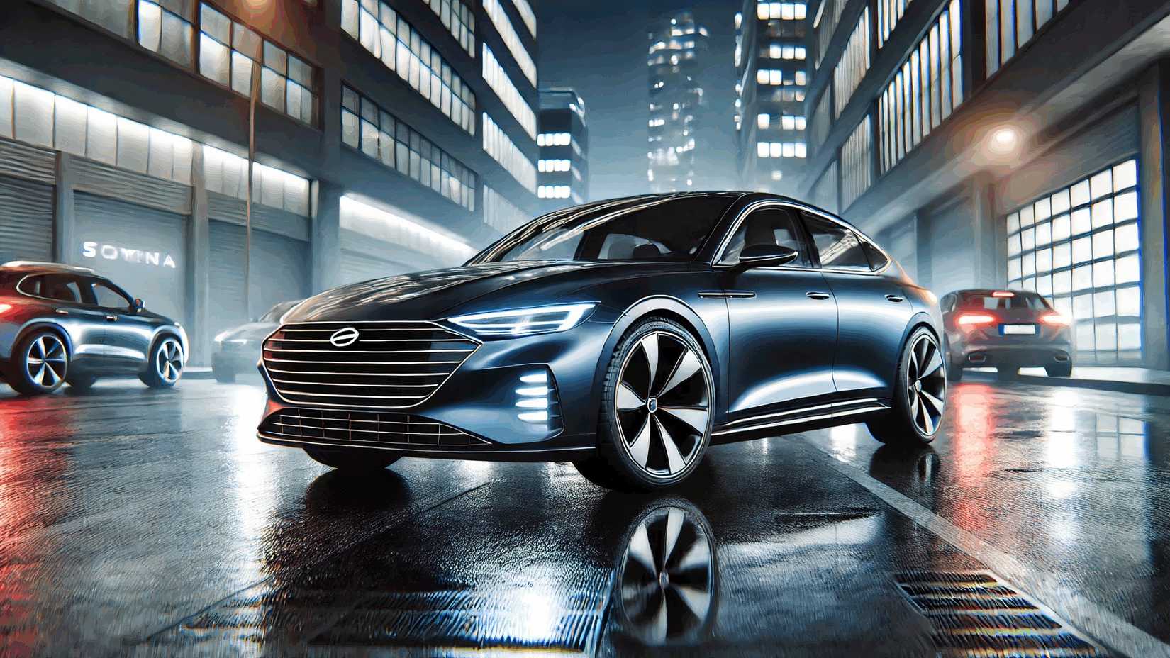 Shot of ChatGPT created performance sedan