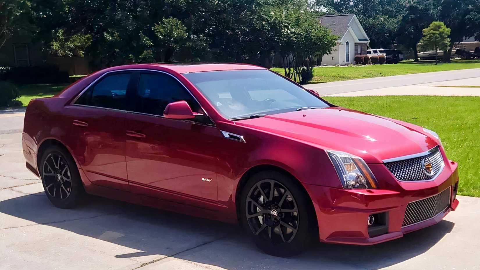 2011 Cadillac CTS-V in red parked