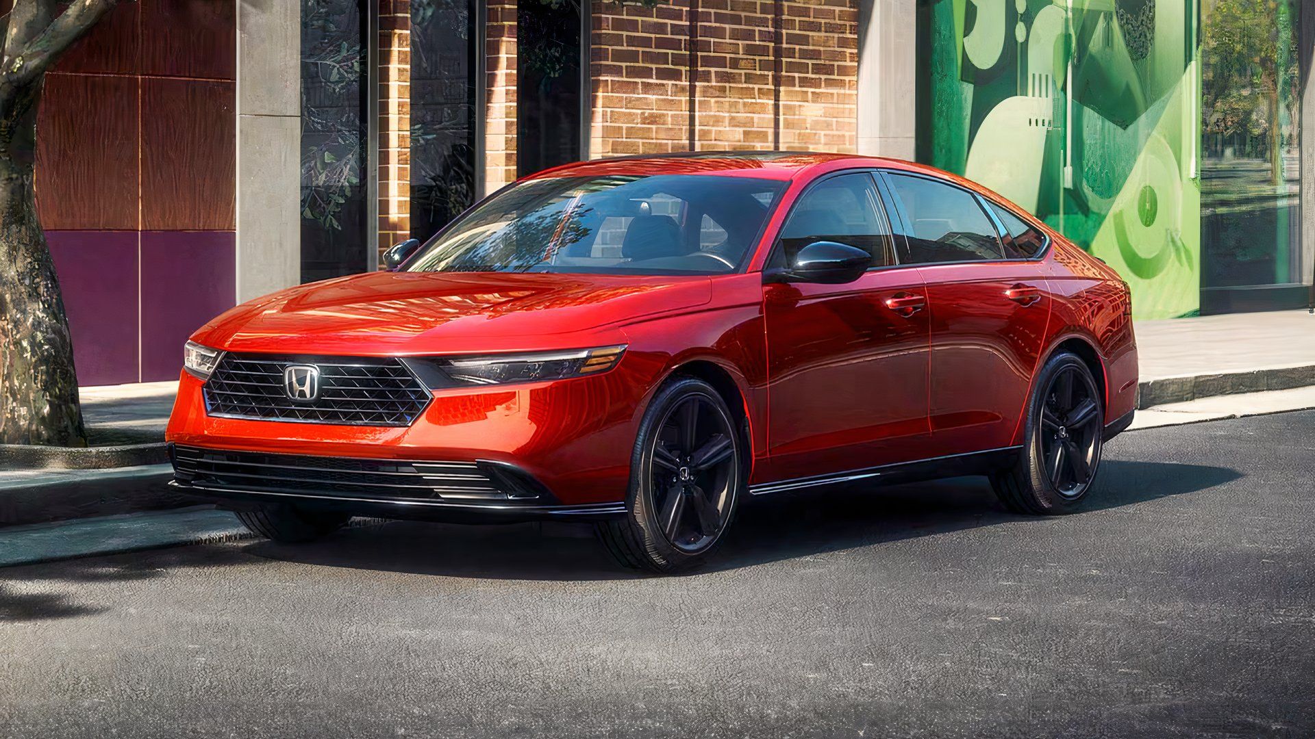 2025 Honda Accord Sport-L Hybrid in red parked