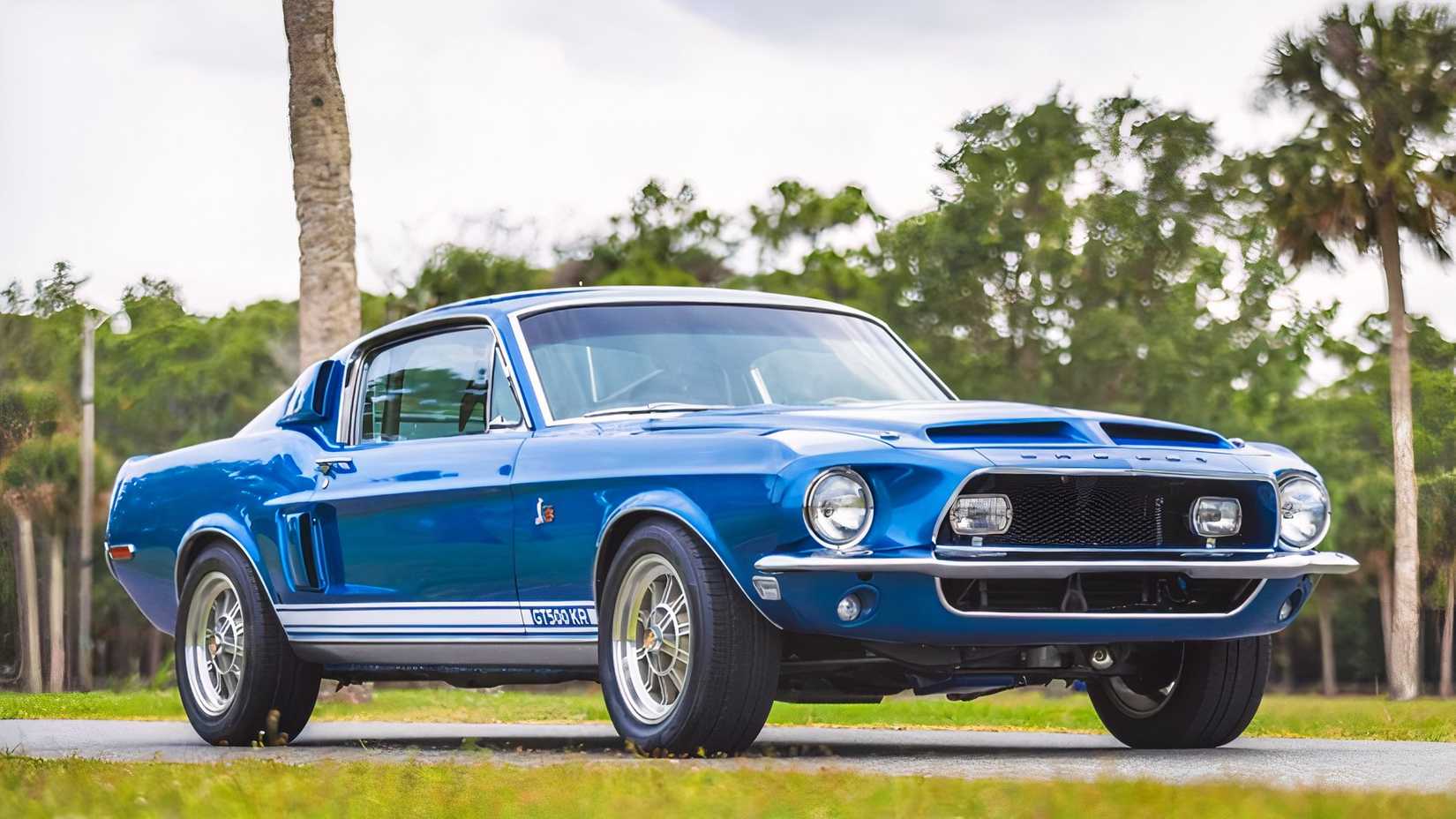 3/4 front view of 1968 Shelby Mustang GT500KR