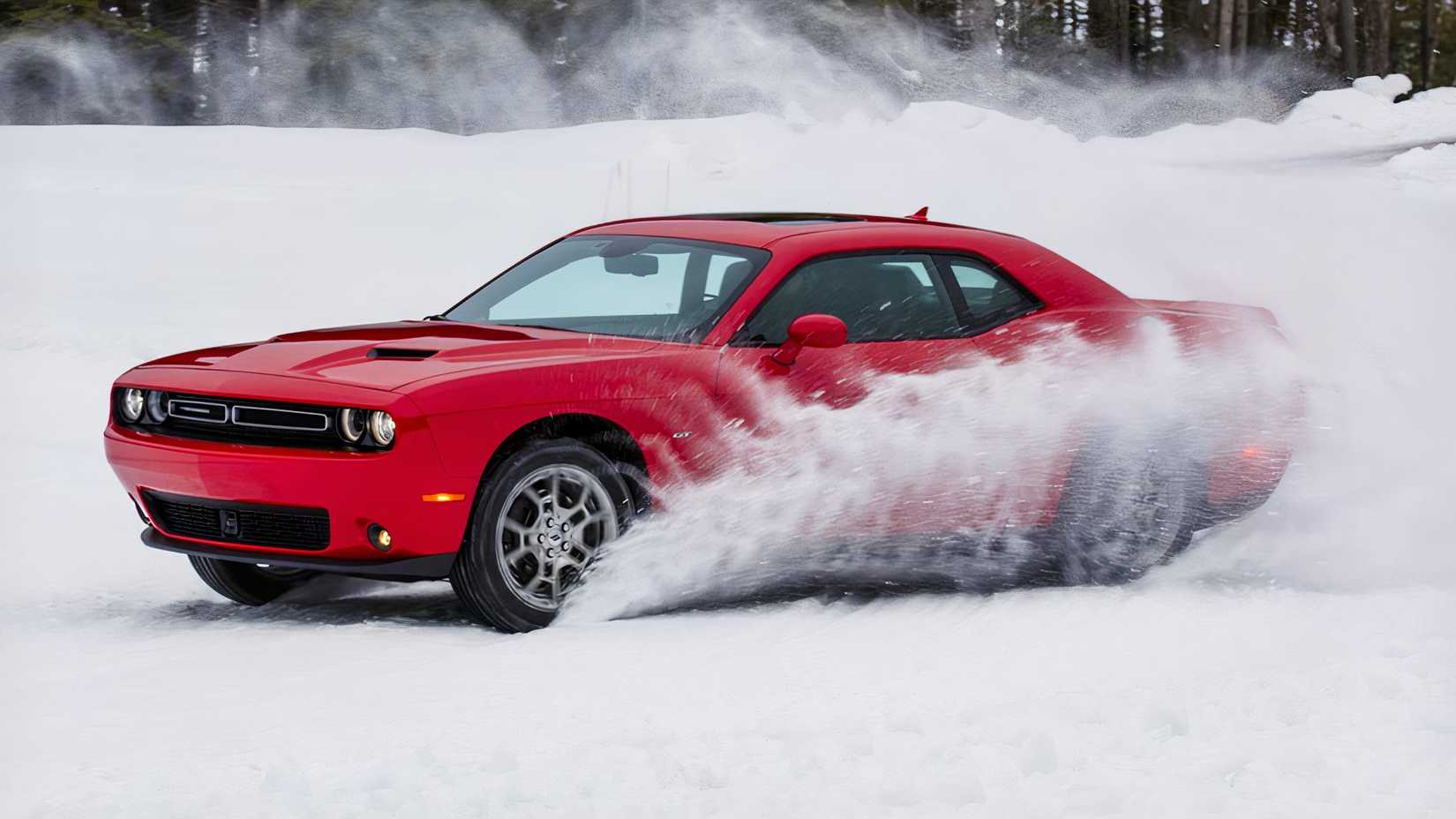 3/4 side view of 2017 Dodge Challenger GT in snow