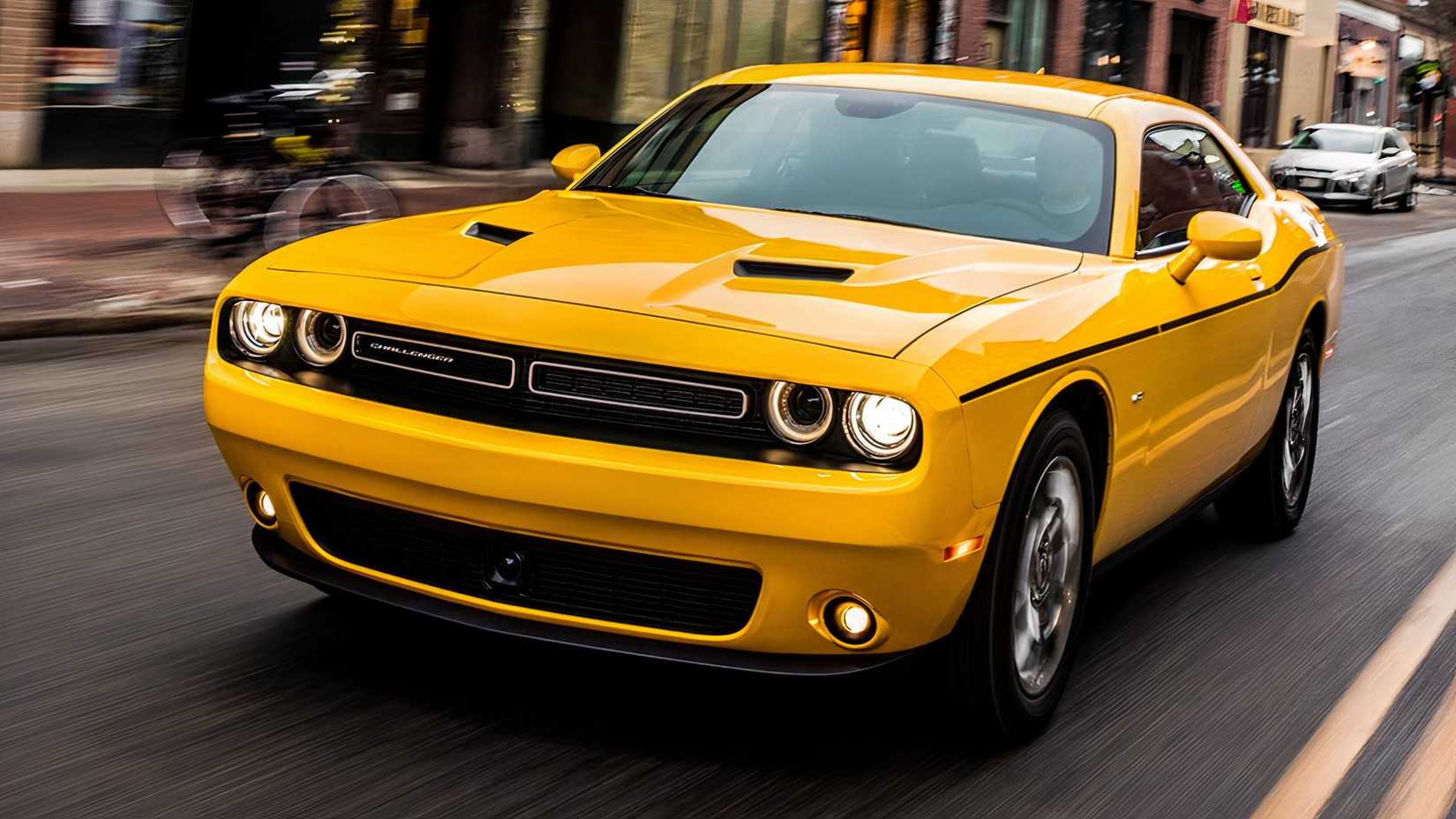 3/4 front view of 2017 Dodge Challenger GT driving