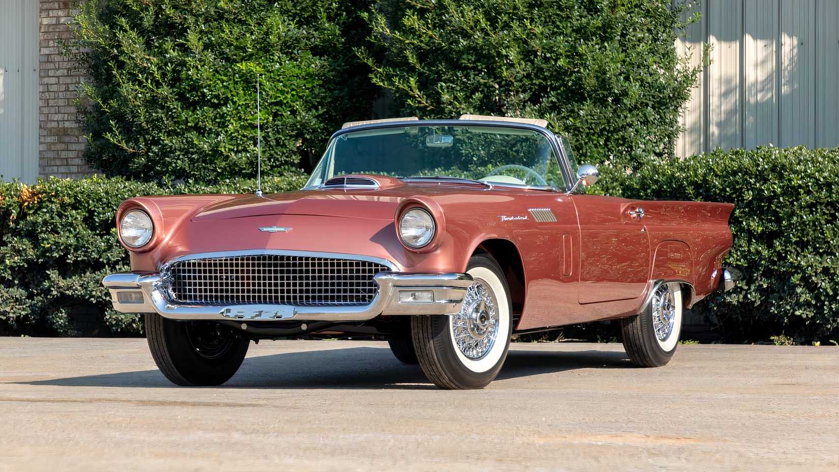 3/4 front view of copper 1957 Ford Thunderbird F-Code