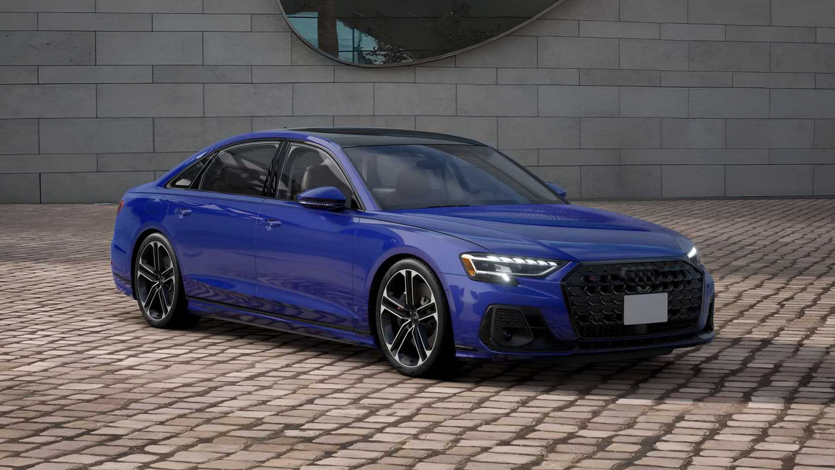 2026 Audi S8 in blue front third quarter view