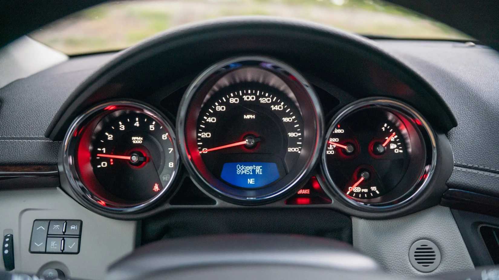 A detail shot of the 2012 Cadillac CTS-V Wagon's gauge cluster