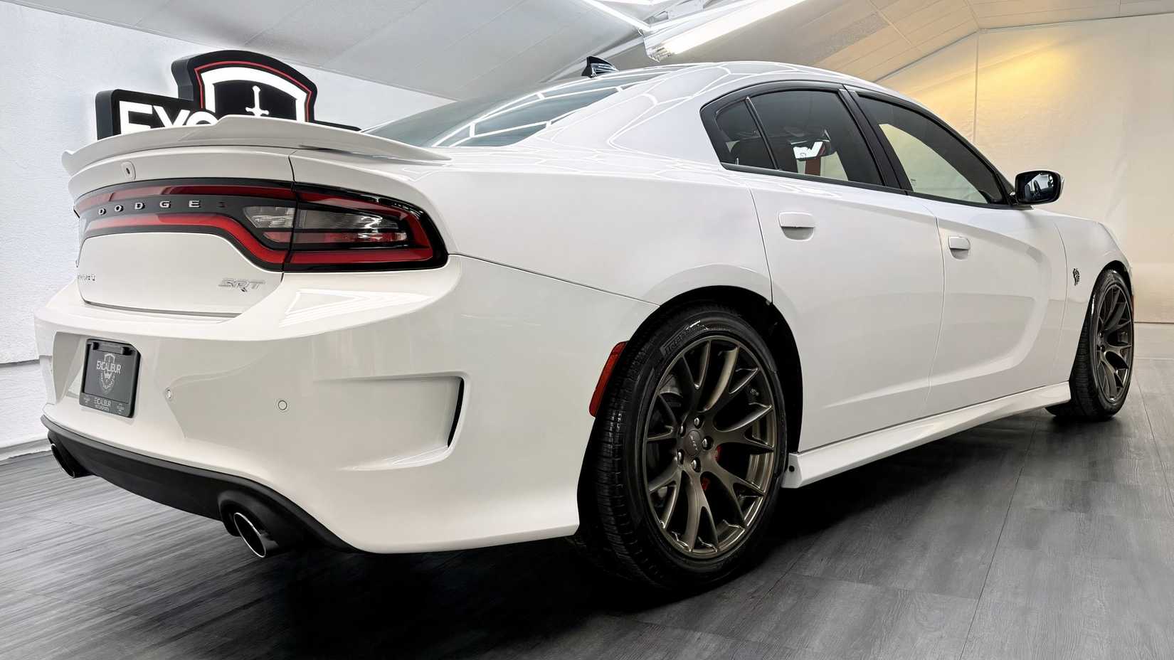 Rear-three-quarters shot of a 2015 Dodge Charger SRT Hellcat