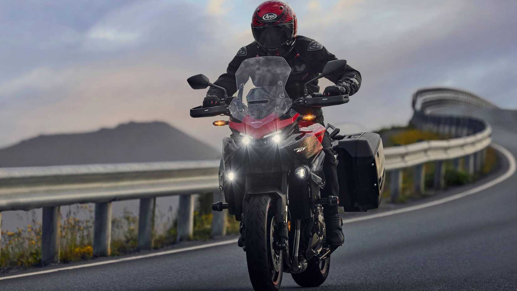 Front View Of 2026 Honda CB1000GT Riding In The Mountain Roads
