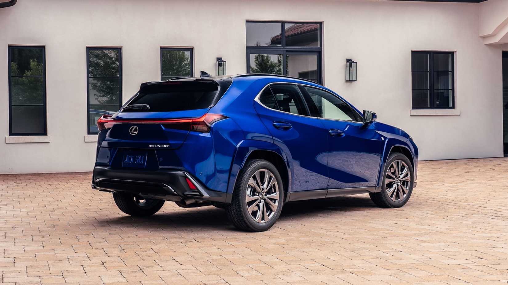 2026 Lexus UXh in blue rear third quarter view