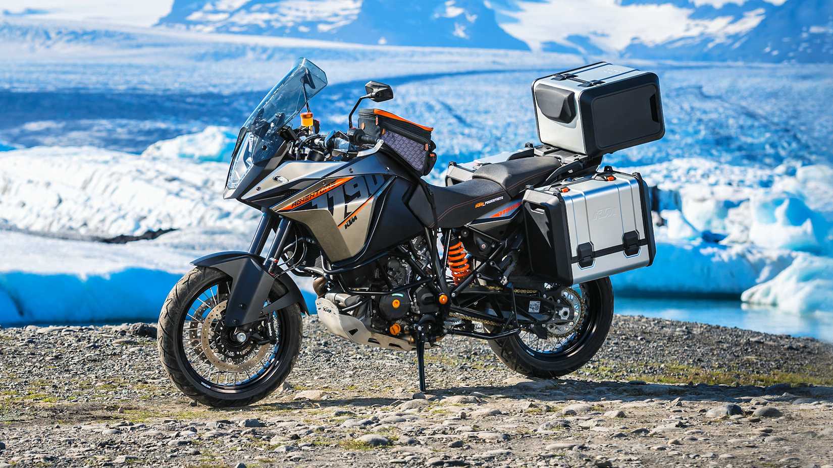 Accessorized 2015 KTM 1190 Adventure, static profile shot