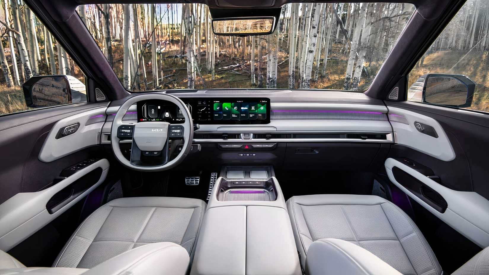 Foto do interior do Kia Telluride 2027 mostrando o painel