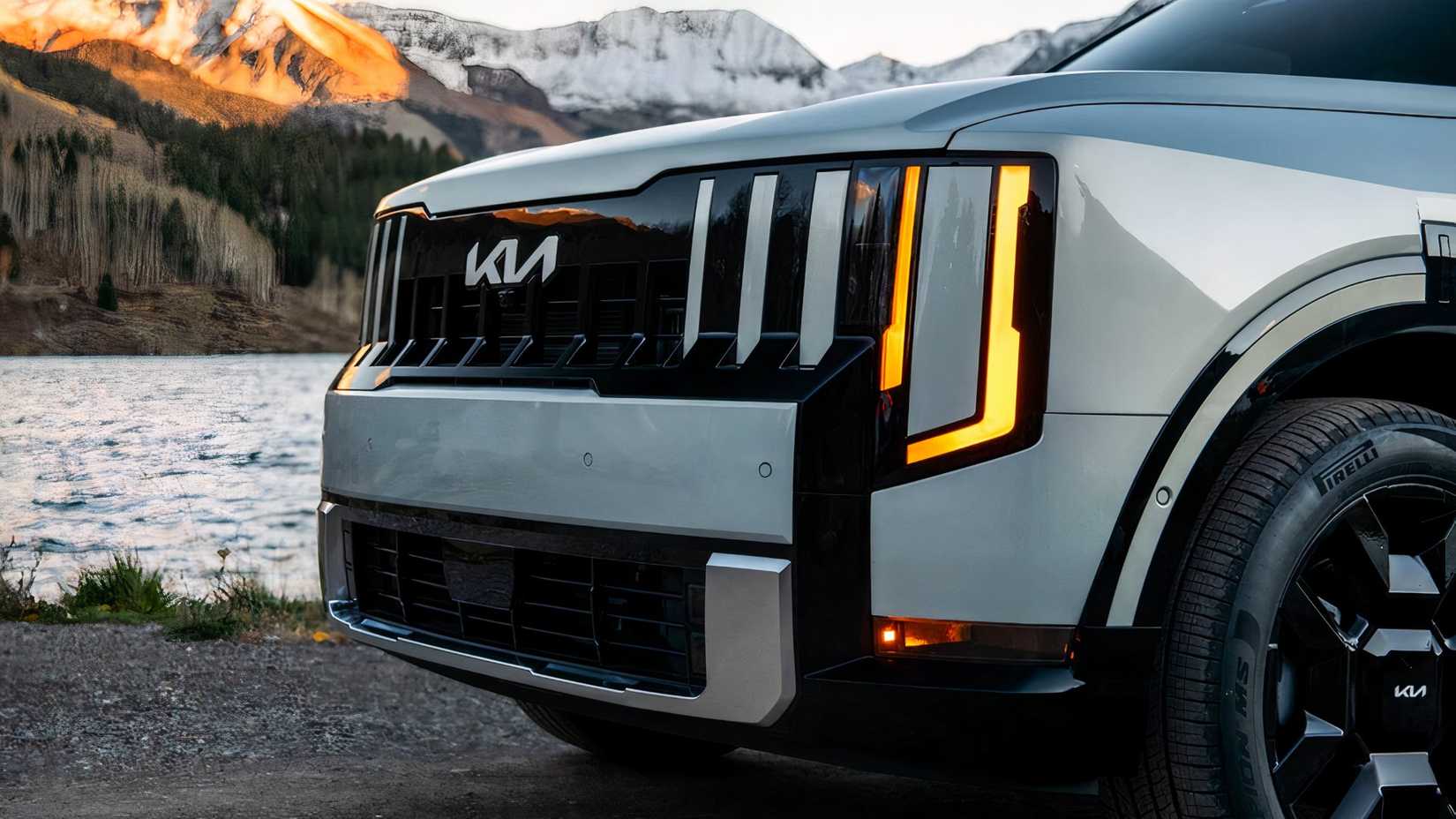 2027 Kia Telluride close-up frontal da grade