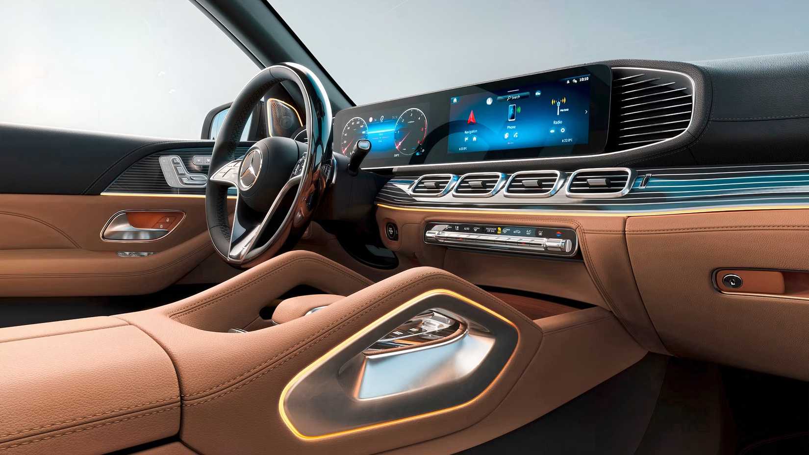 2025 Mercedes-Benz GLS interior showing display and seats