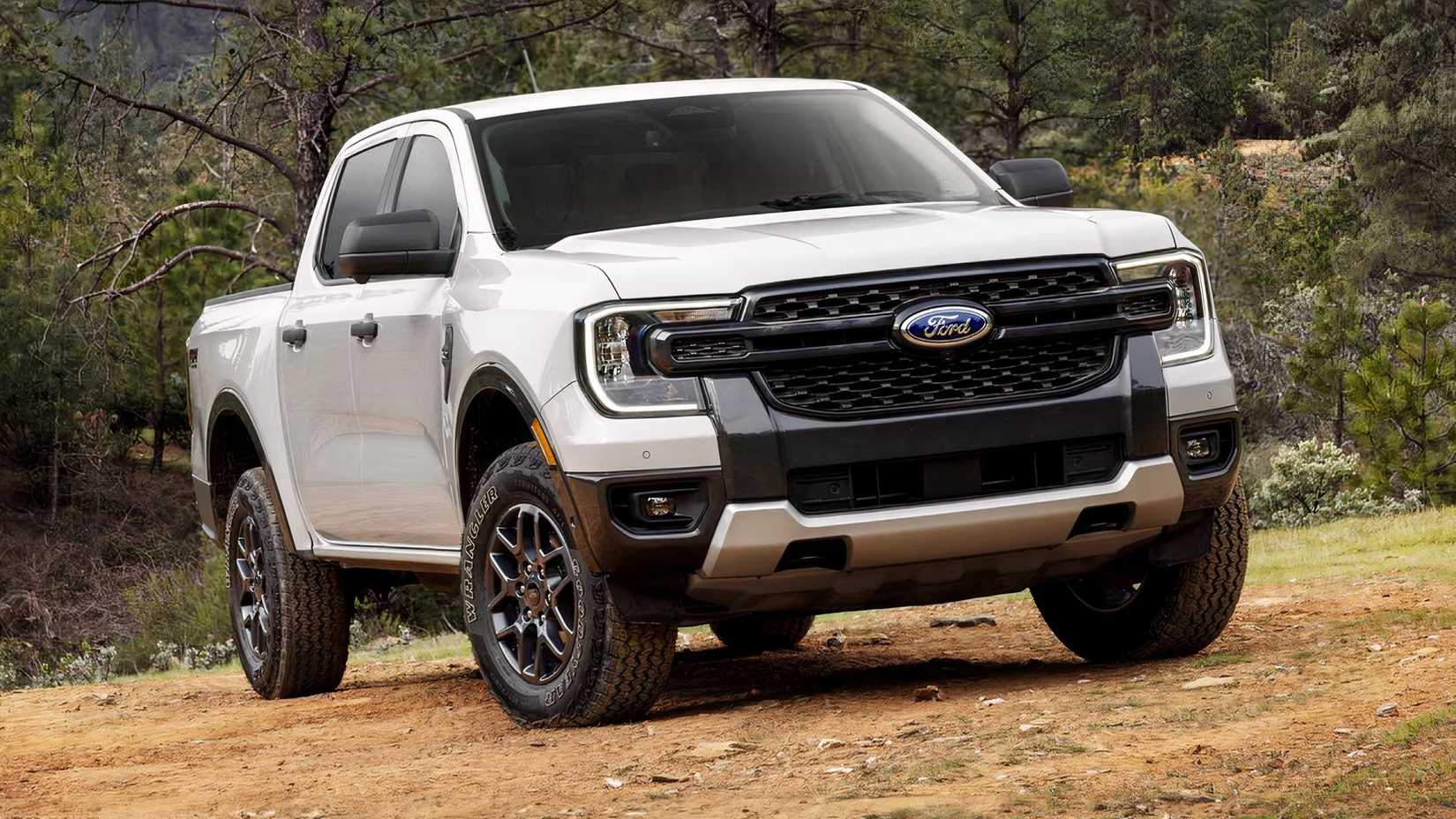 2025 Ford Ranger XLT in white parked off-road