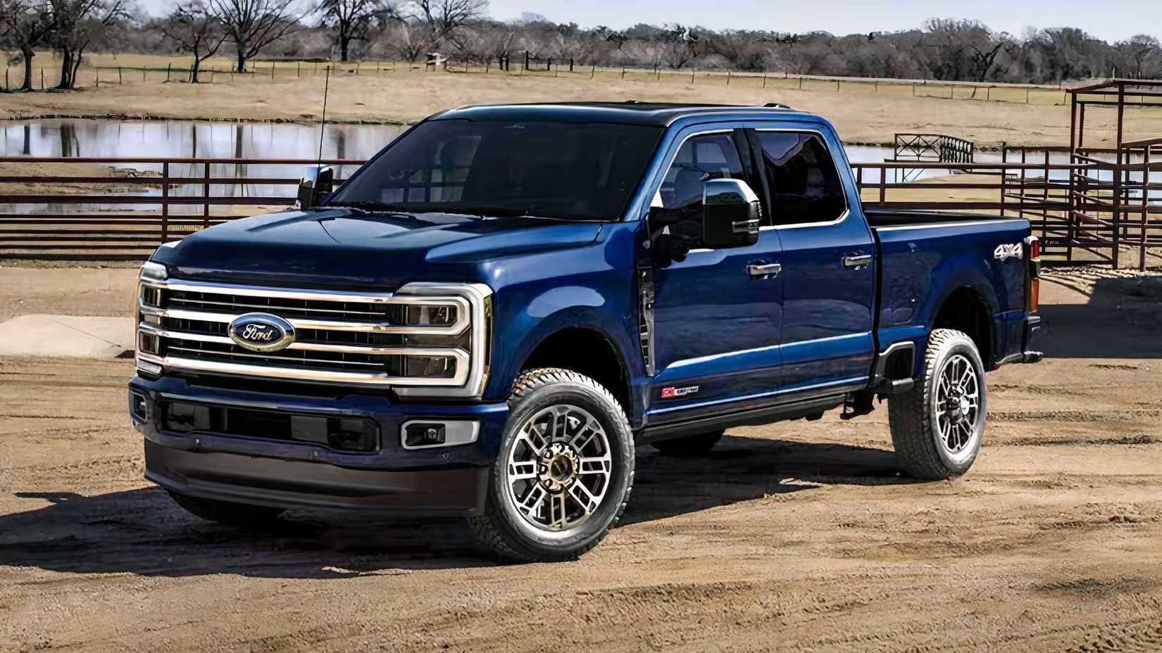 2025 Ford F-350 Platinum in blue parked